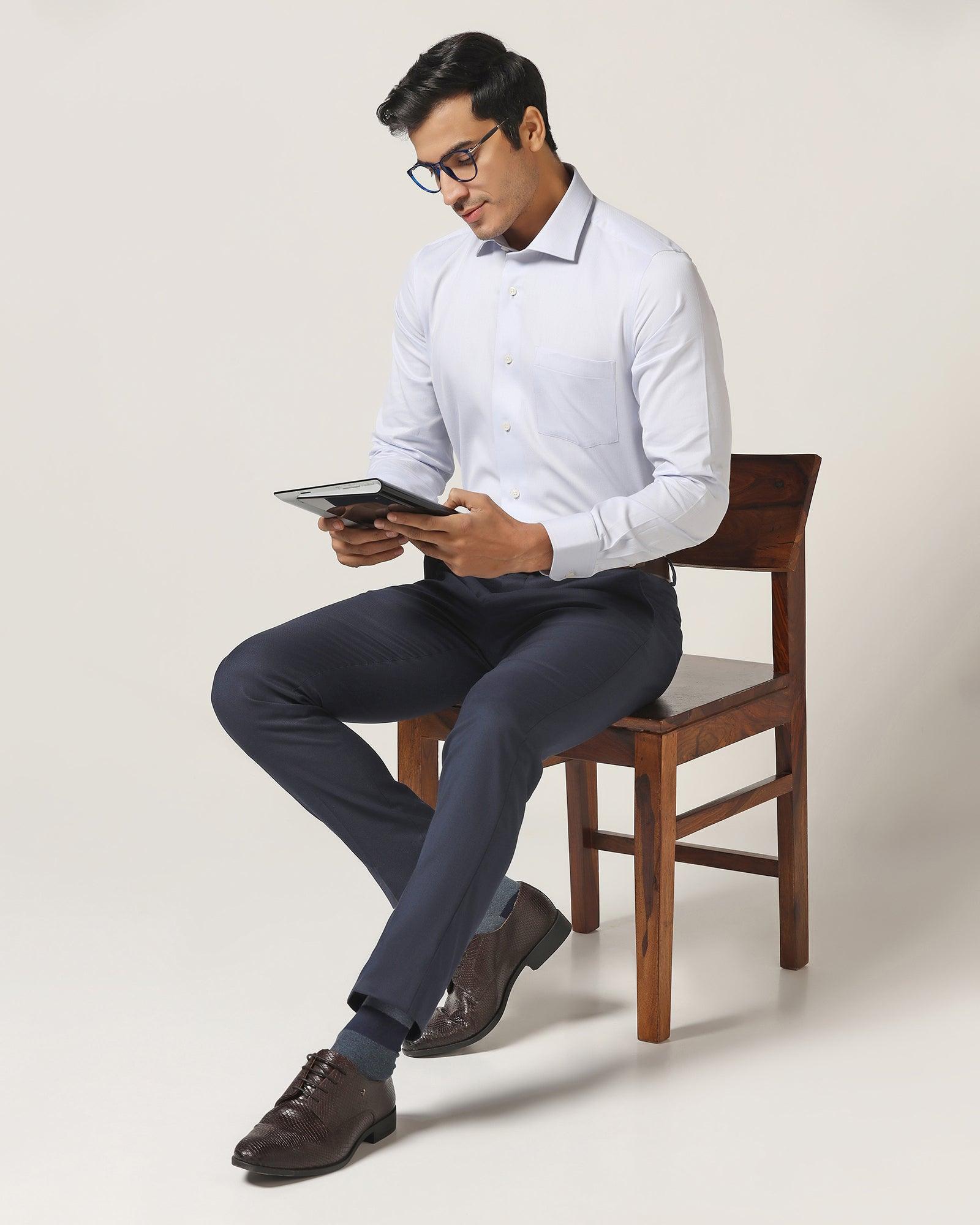 Temptech Formal Blue Textured Shirt - Shalom - Blackberrys