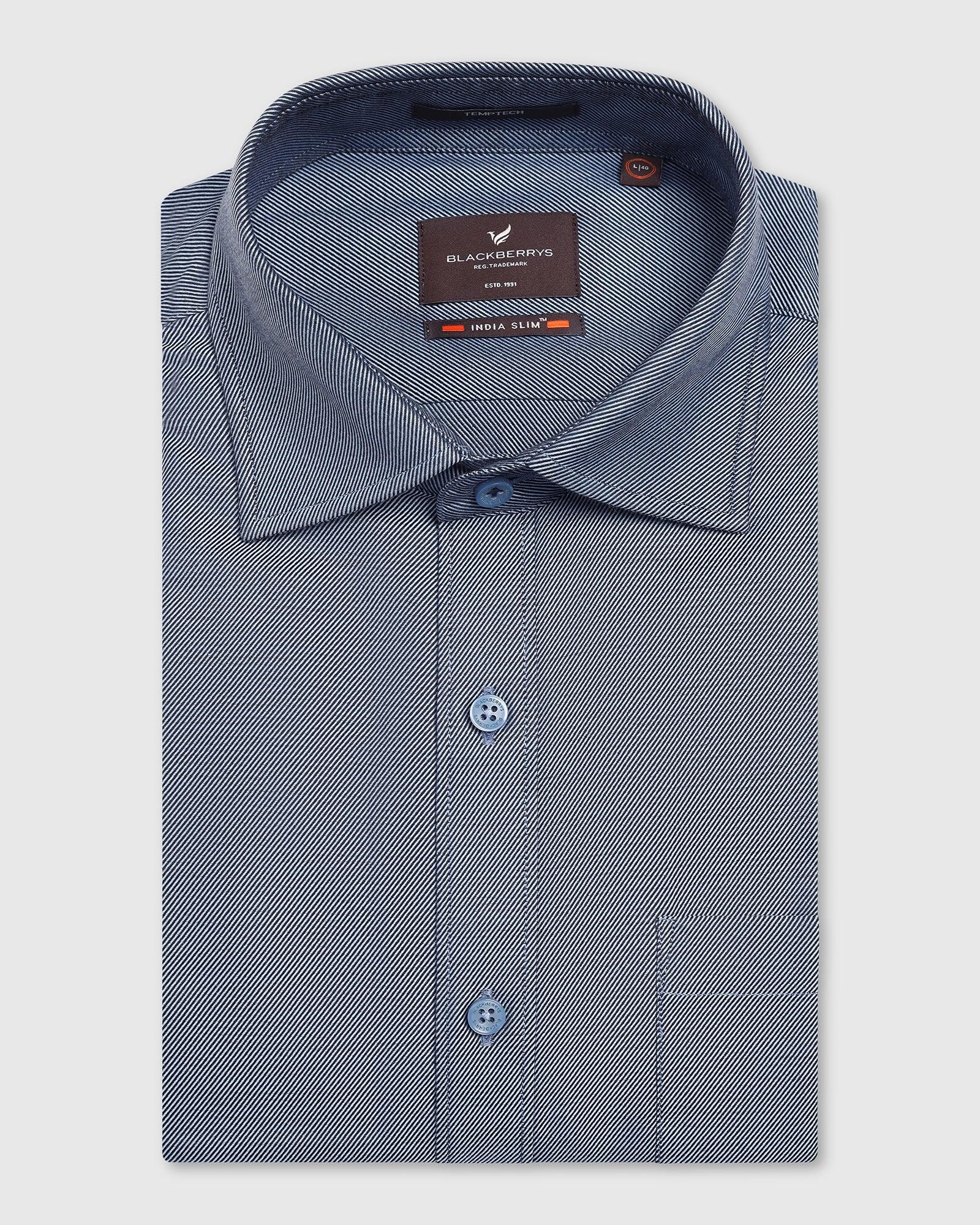 Temp Tech Formal Mid Blue Solid Shirt - Antony