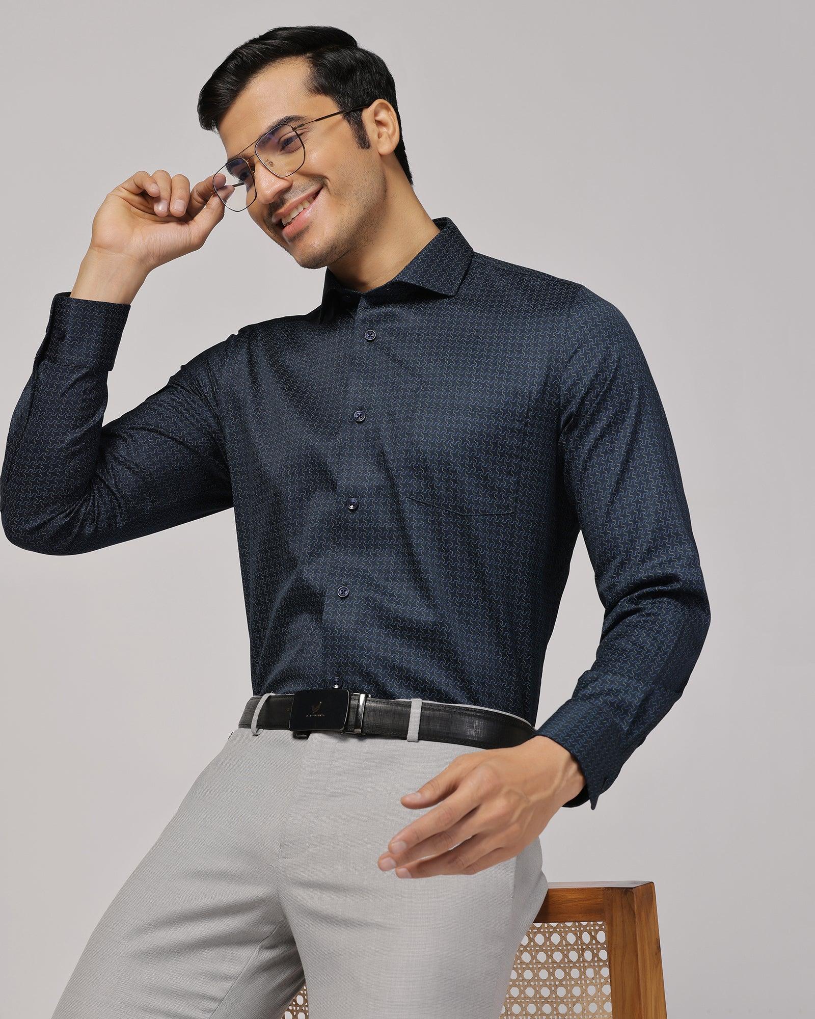 Temptech Formal Navy Printed Shirt - Rafael - Blackberrys