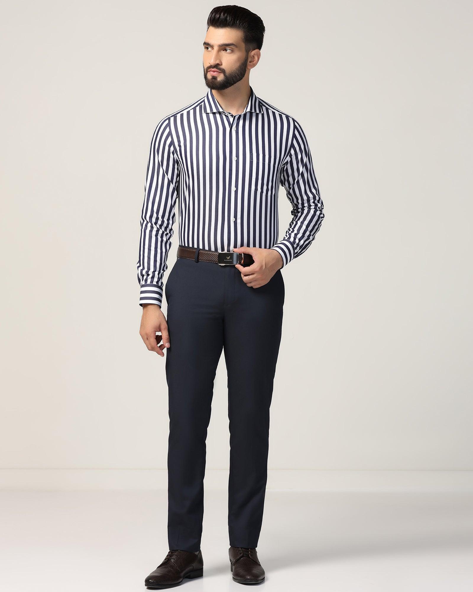 Temp Tech Formal Navy Stripe Shirt - Geneva