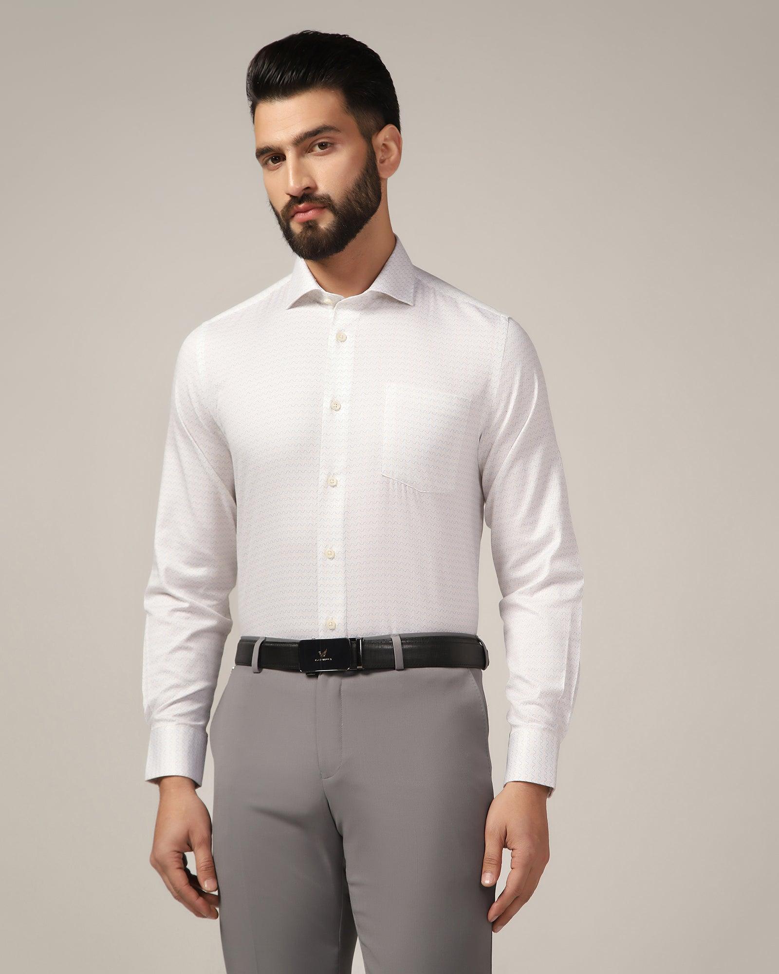 Temptech Formal White Printed Shirt - Rafael - Blackberrys