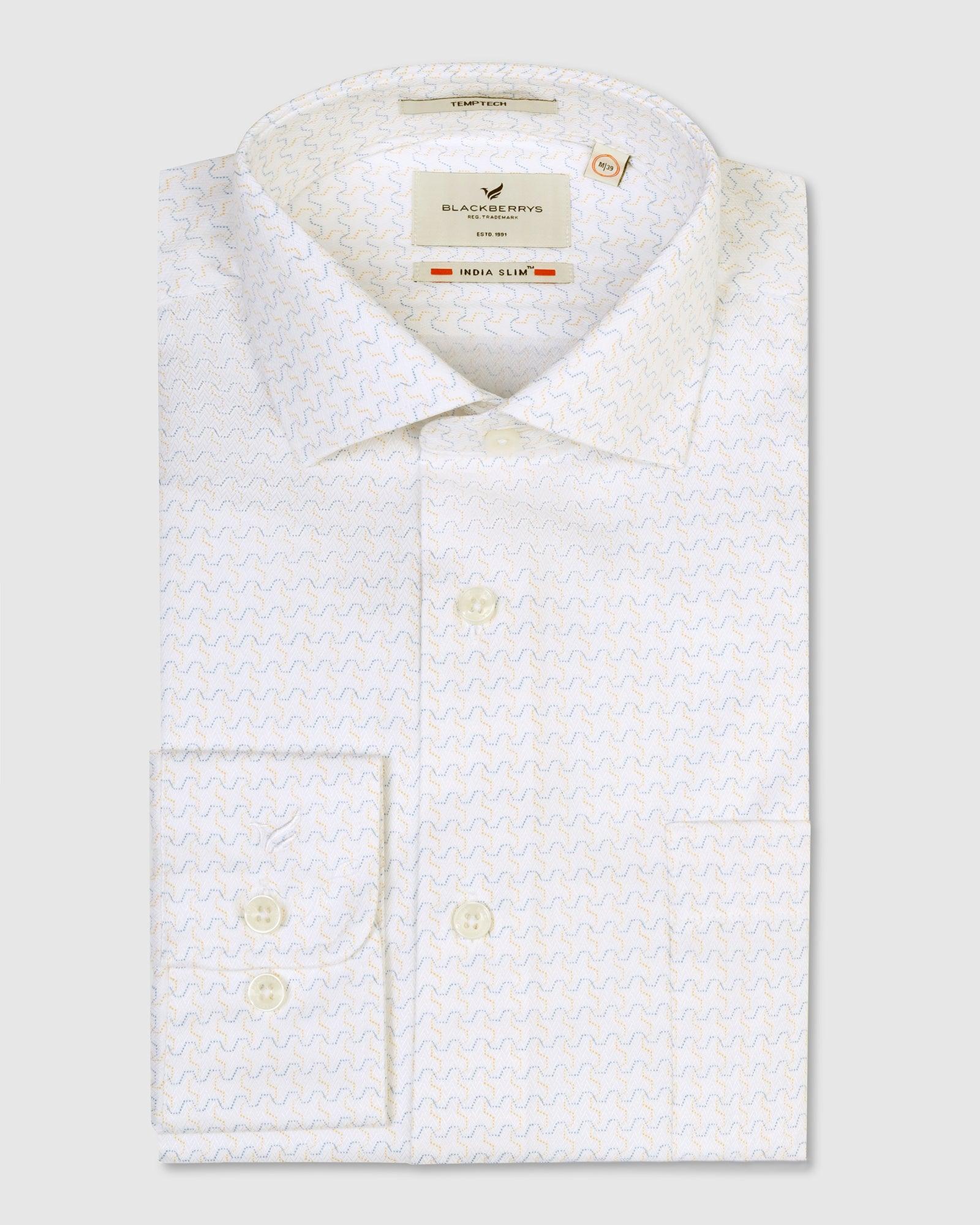 Temptech Formal White Printed Shirt - Rafael - Blackberrys