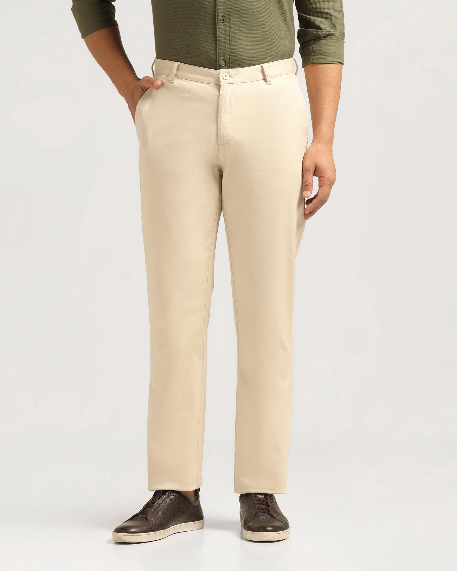 Straight B-90 Casual Beige Textured Khakis - Kros - Blackberrys