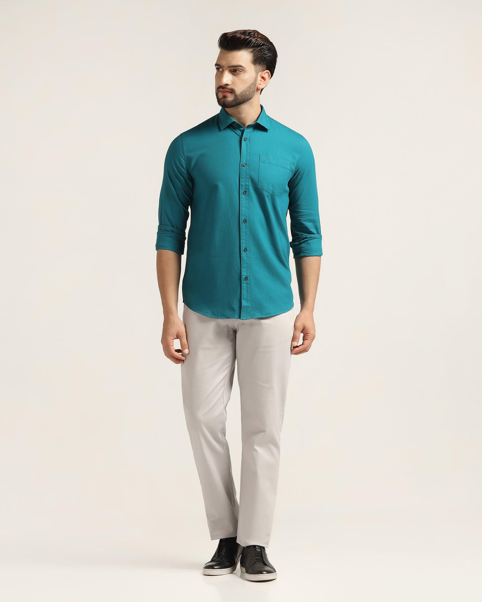 Straight B-90 Casual Grey Textured Khakis - Kros - Blackberrys