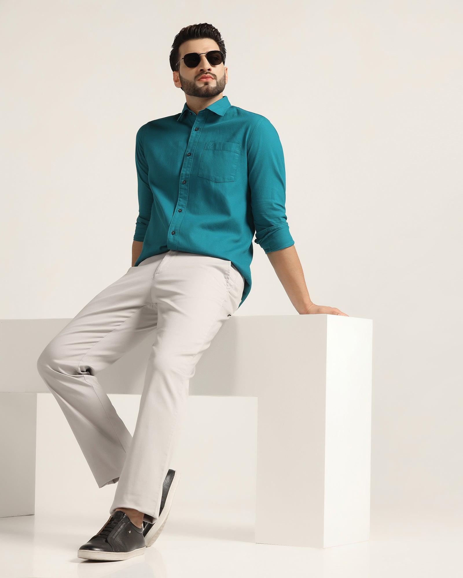 Straight B-90 Casual Grey Textured Khakis - Kros - Blackberrys