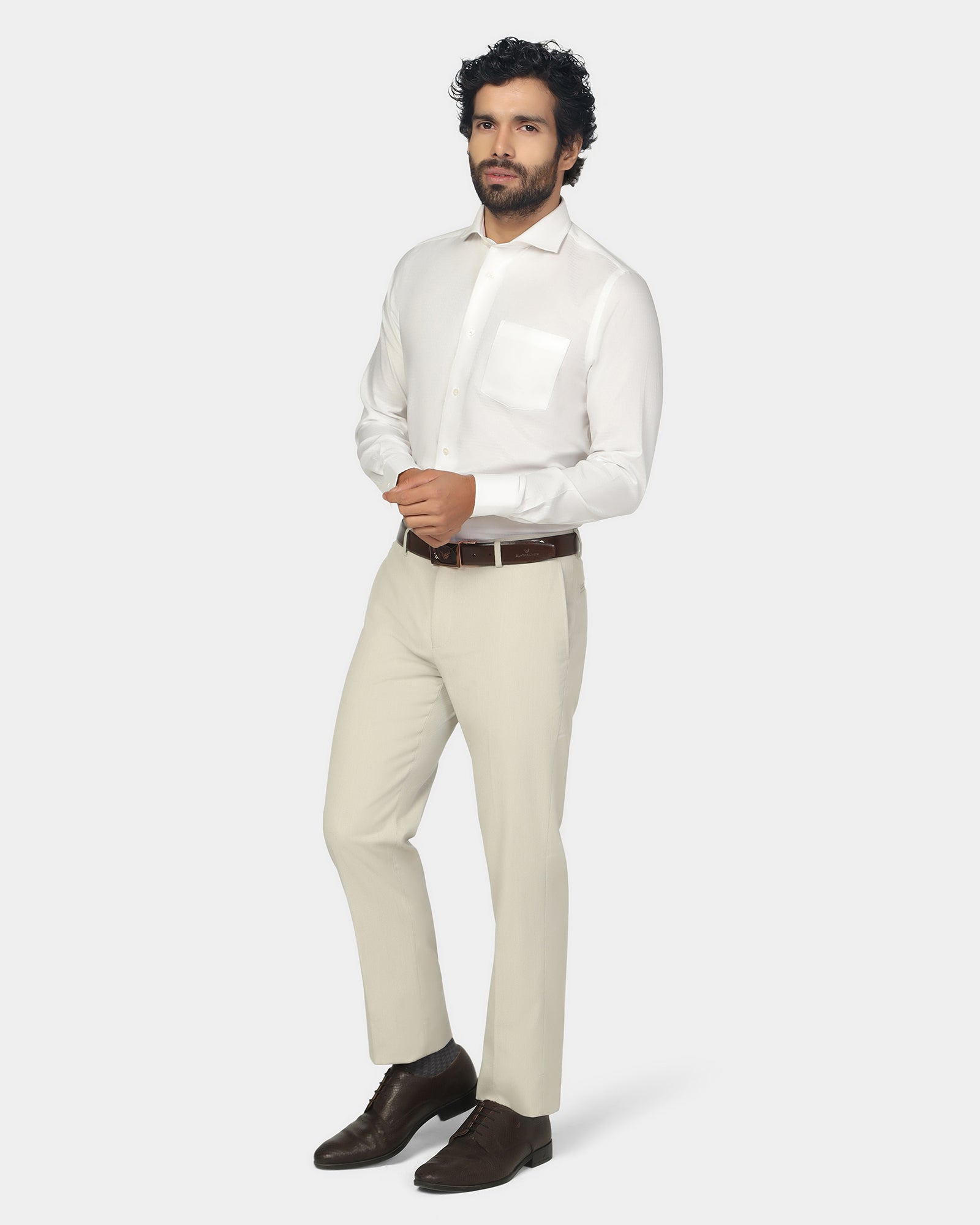 Formal Super White Textured Shirt - Reno