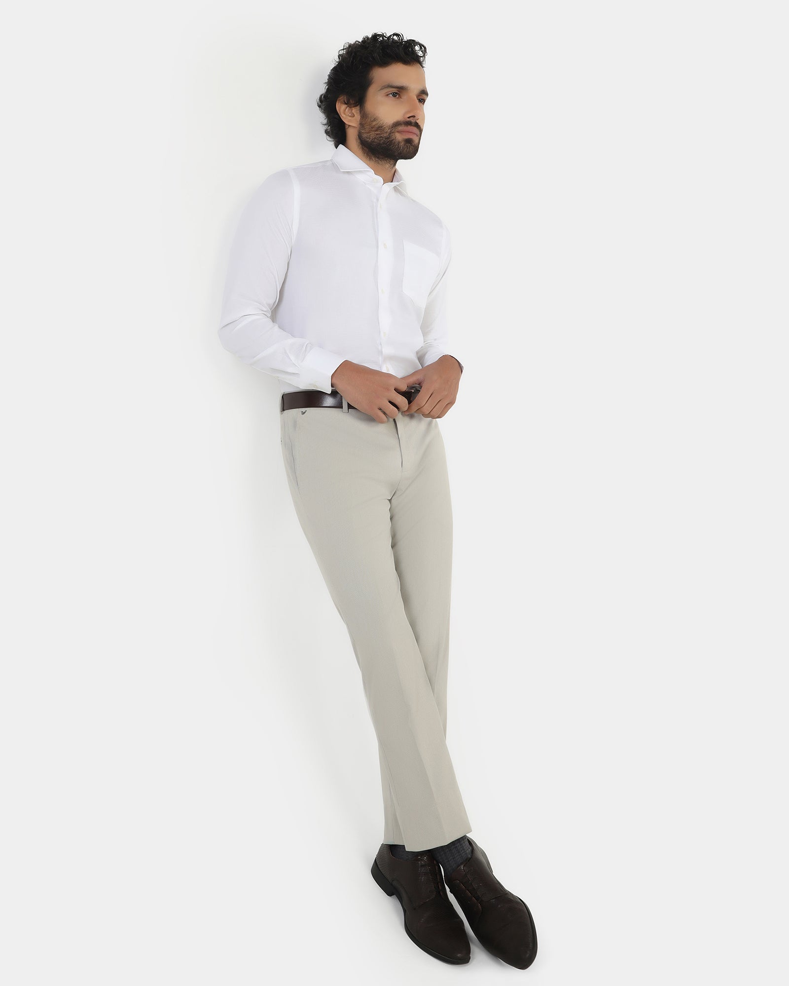 Formal Super White Textured Shirt - Reno