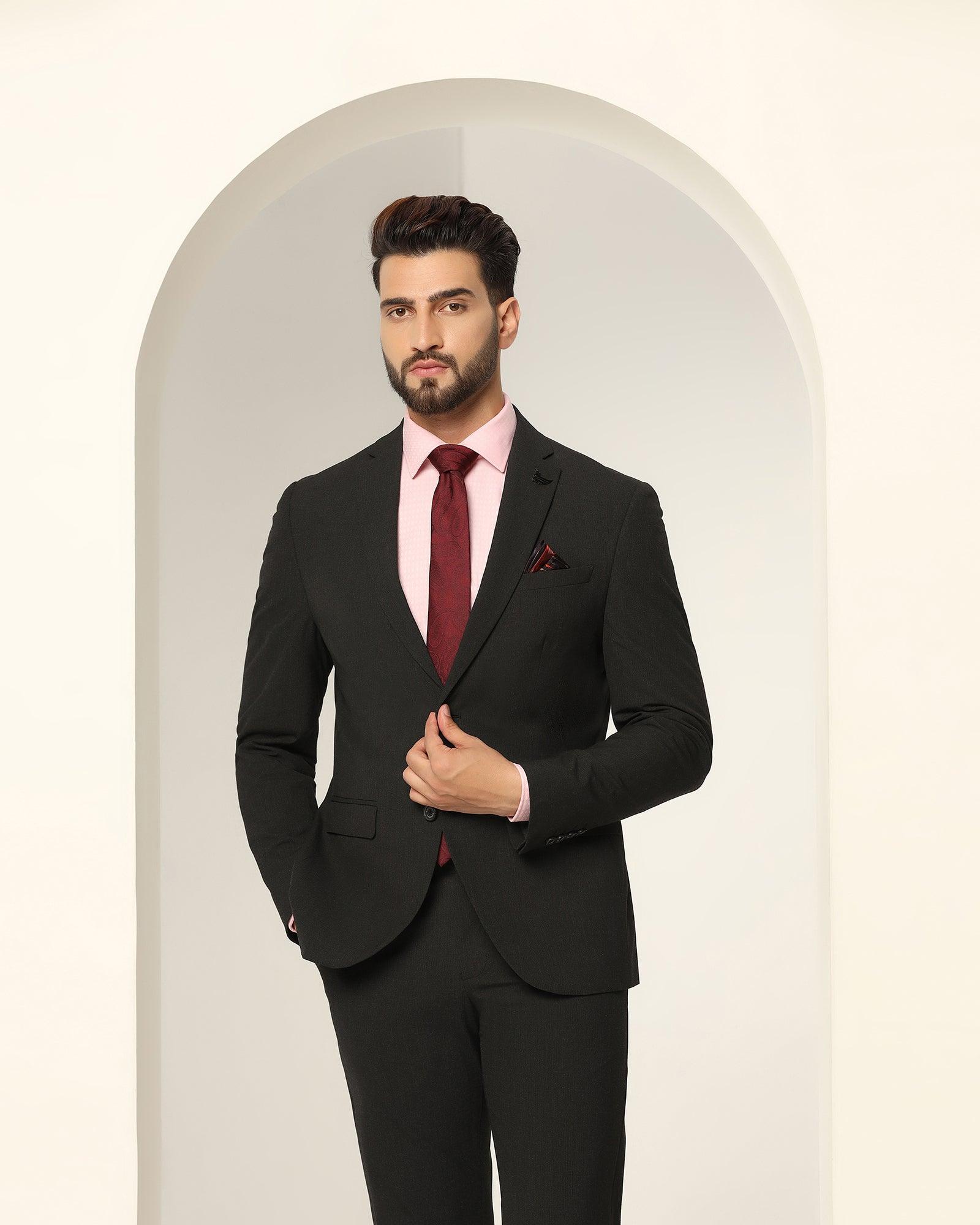 Textured 2 Pcs Suit In Charcoal (Games) - Blackberrys