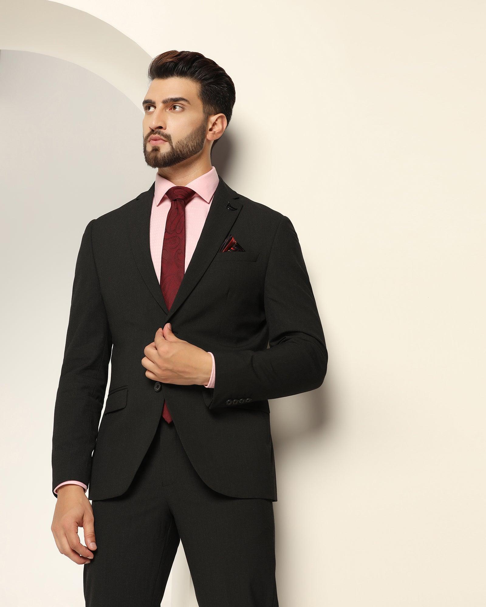 Textured 2 Pcs Suit In Charcoal (Games) - Blackberrys