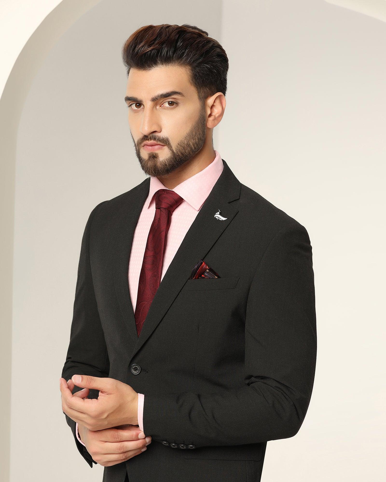 Textured 2 Pcs Suit In Charcoal (Games) - Blackberrys