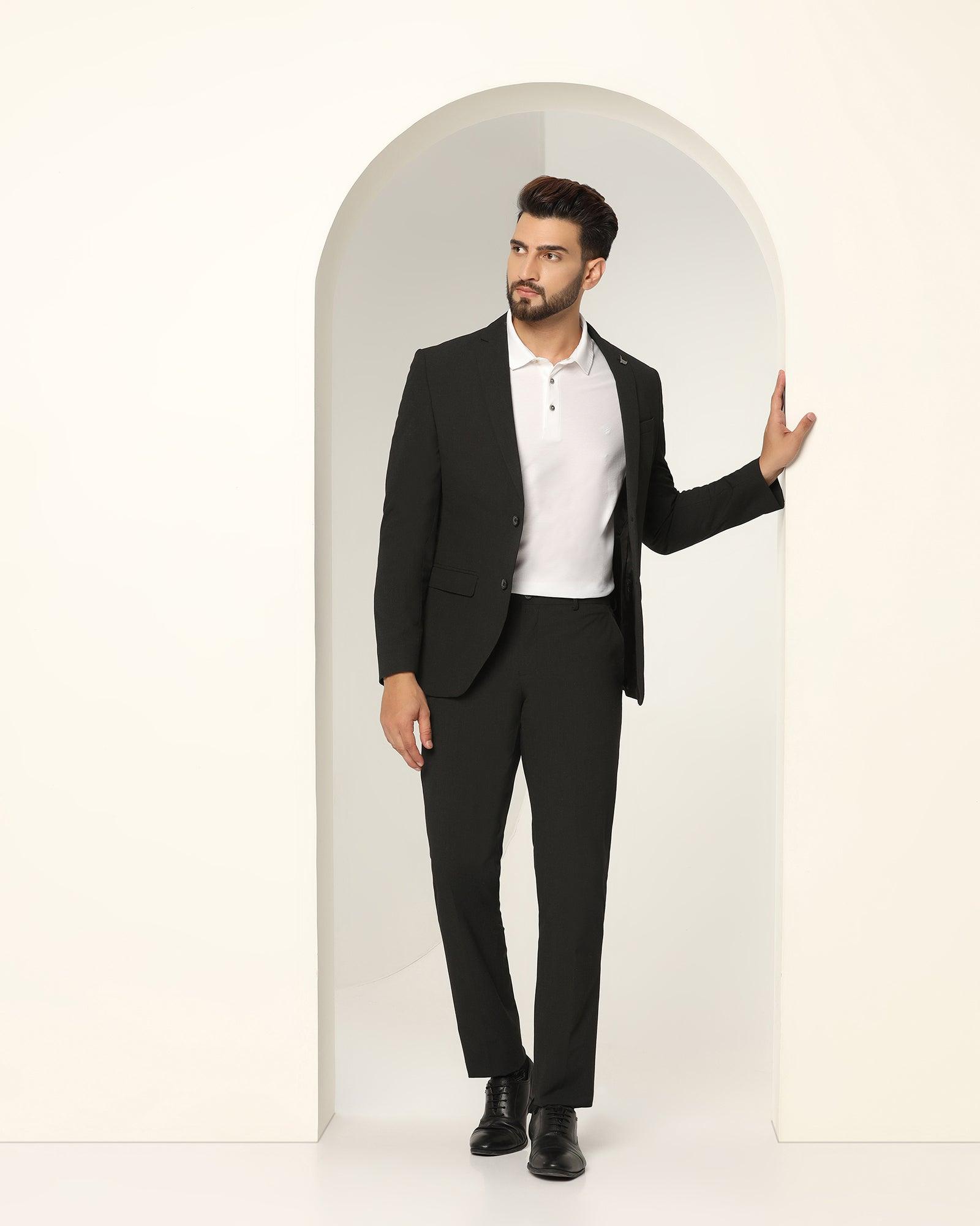 Textured 2 Pcs Suit In Charcoal (Games) - Blackberrys
