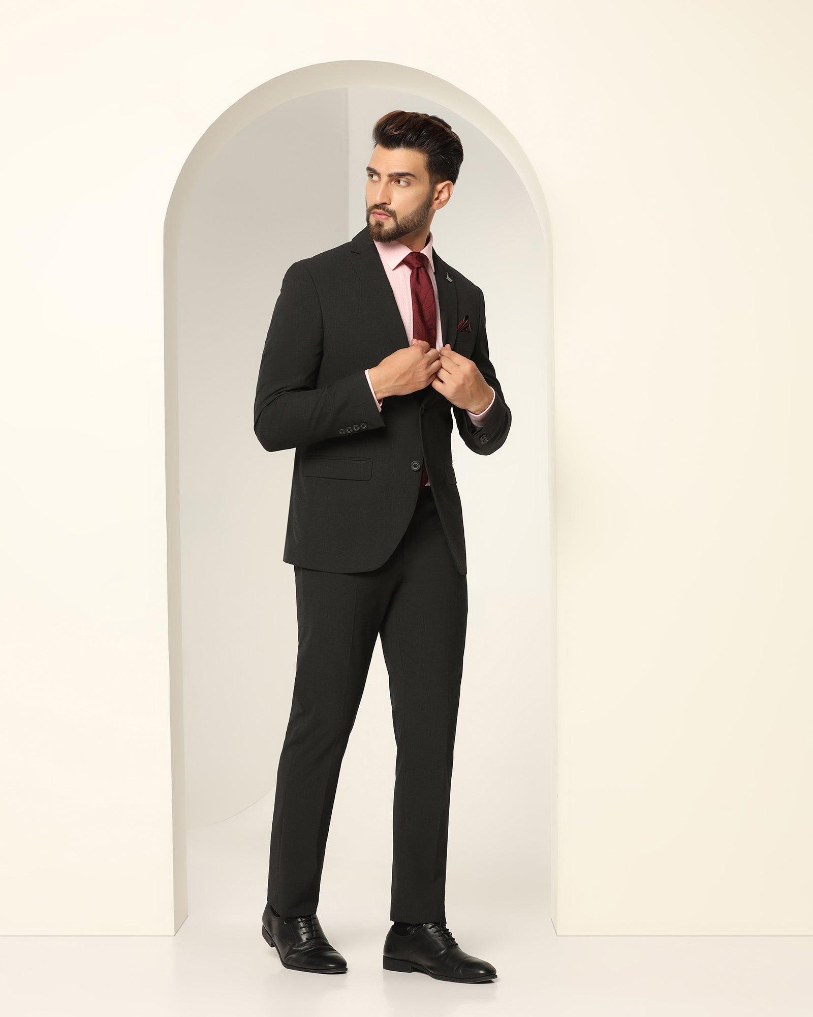 Textured 2 Pcs Suit In Charcoal (Games) - Blackberrys