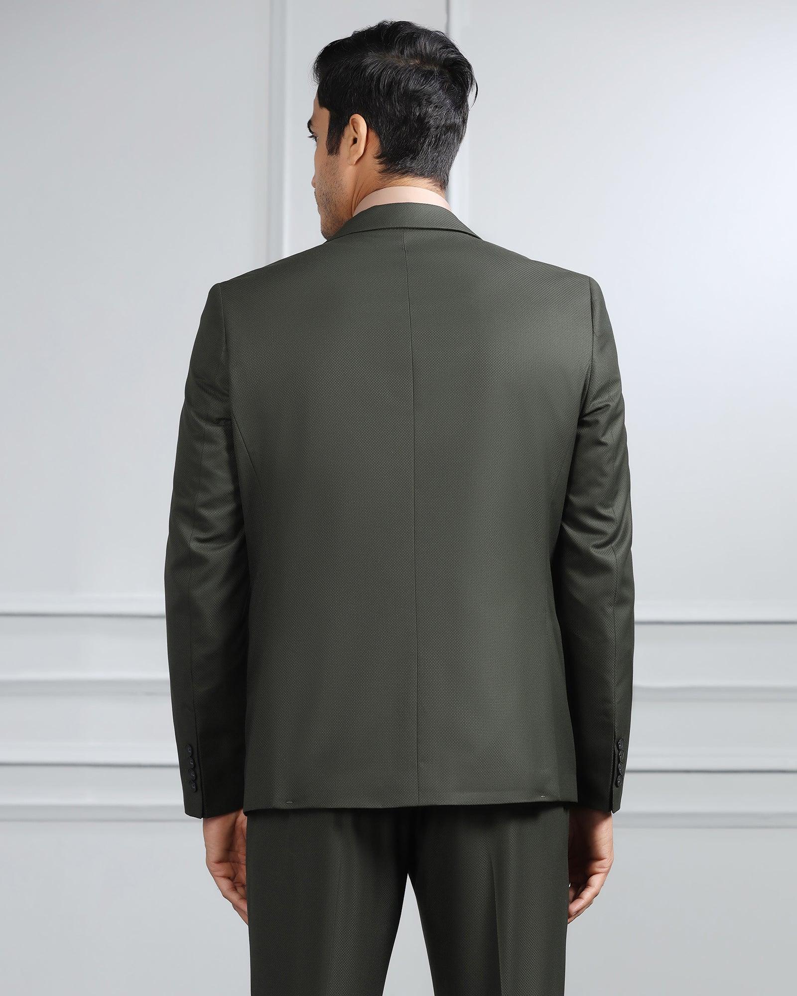 Two Piece Dark Green Textured Formal Suit - Valcon - Blackberrys