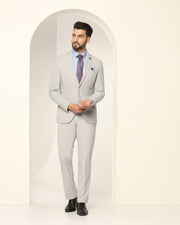Two Piece Grey Textured Formal Suit - Games