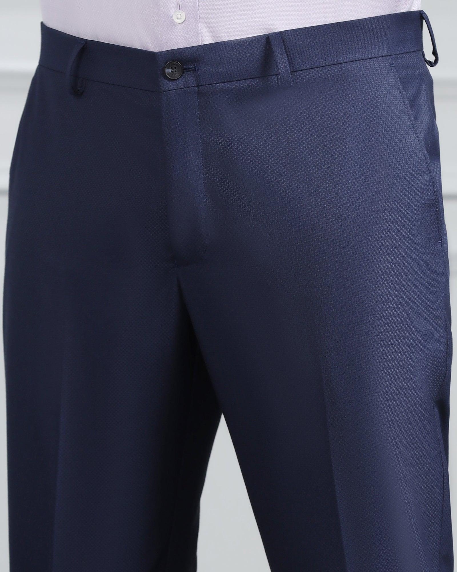 Two Piece Navy Textured Formal Suit - Valcon - Blackberrys