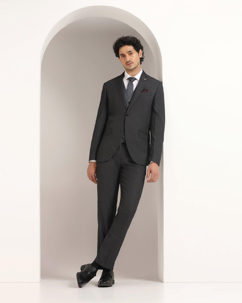 Three Piece Charcoal Textured Formal Suit Reddit