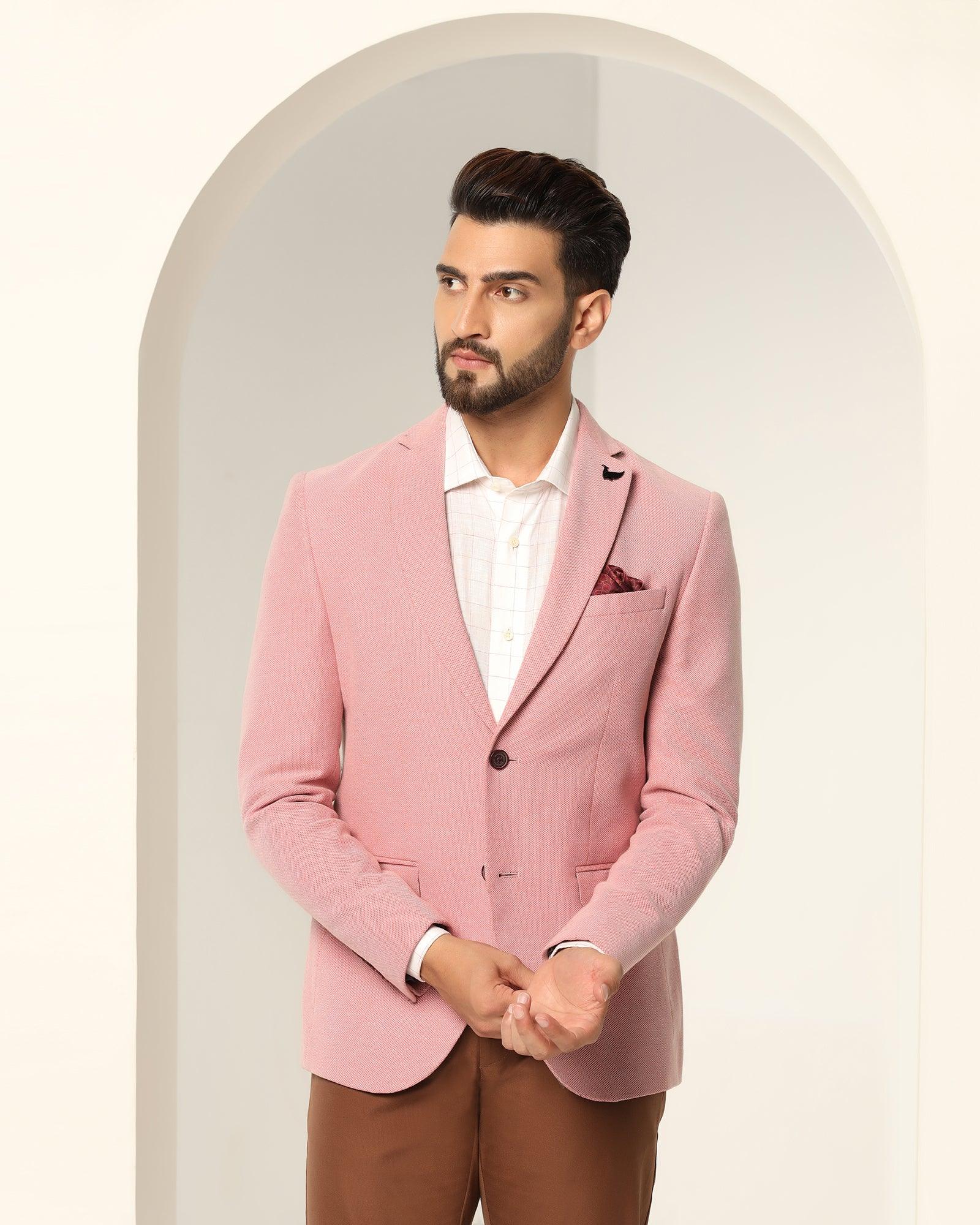 Casual Pink Textured Blazer - Ben