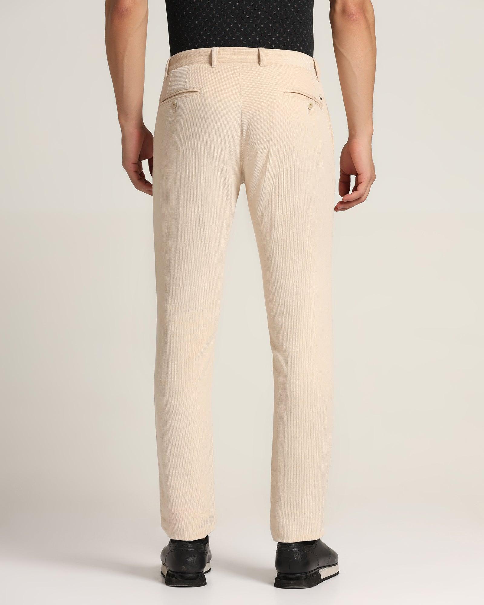 Textured Casual Khakis In Beige B-95 (Moon) - Blackberrys
