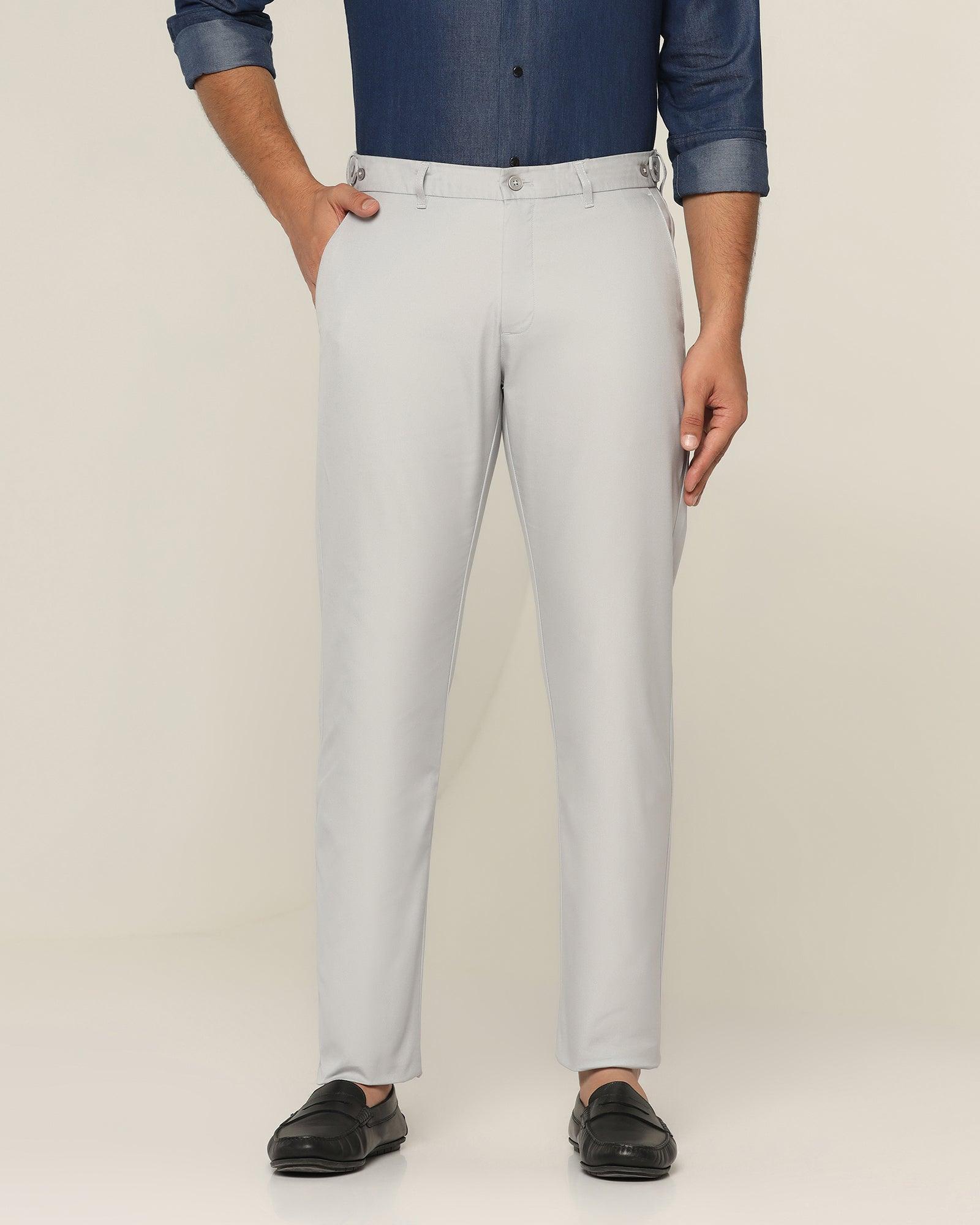 Textured Casual Khakis In Grey B-95 (Jeny) - Blackberrys