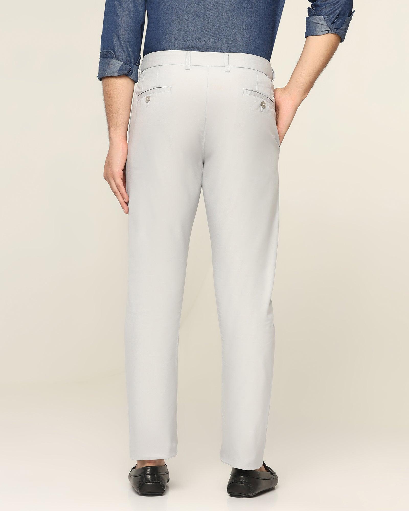 Textured Casual Khakis In Grey B-95 (Jeny) - Blackberrys