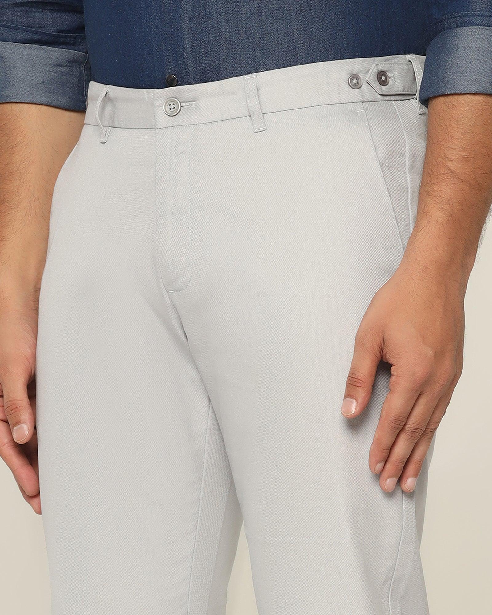 Textured Casual Khakis In Grey B-95 (Jeny) - Blackberrys