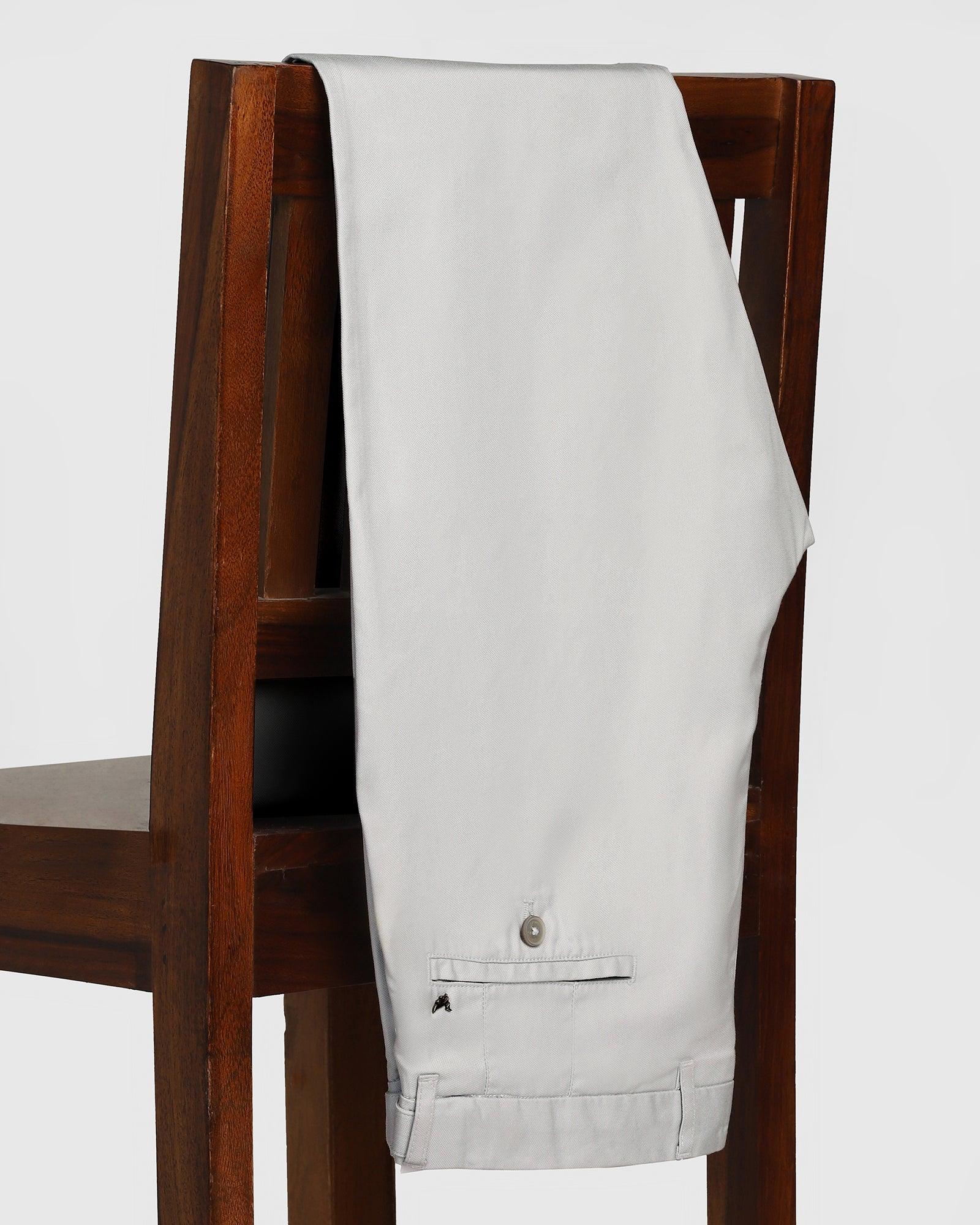 Textured Casual Khakis In Grey B-95 (Jeny) - Blackberrys