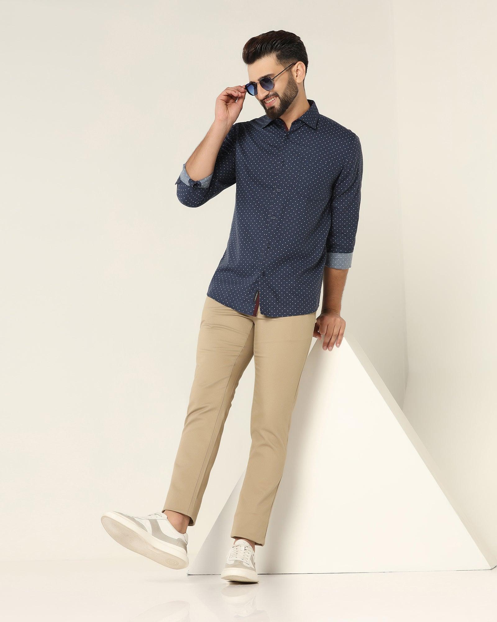 Textured Casual Khakis In Khaki B-91 (Altus) - Blackberrys