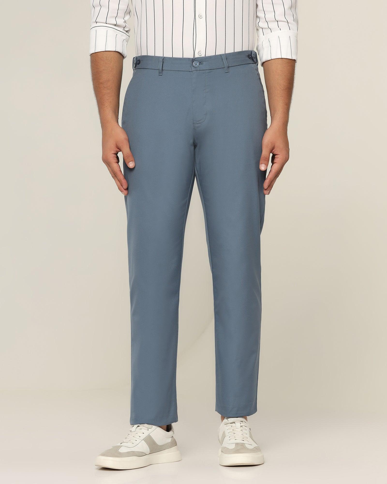 Textured Casual Khakis In Metallic Blue B-95 (Jeny) - Blackberrys