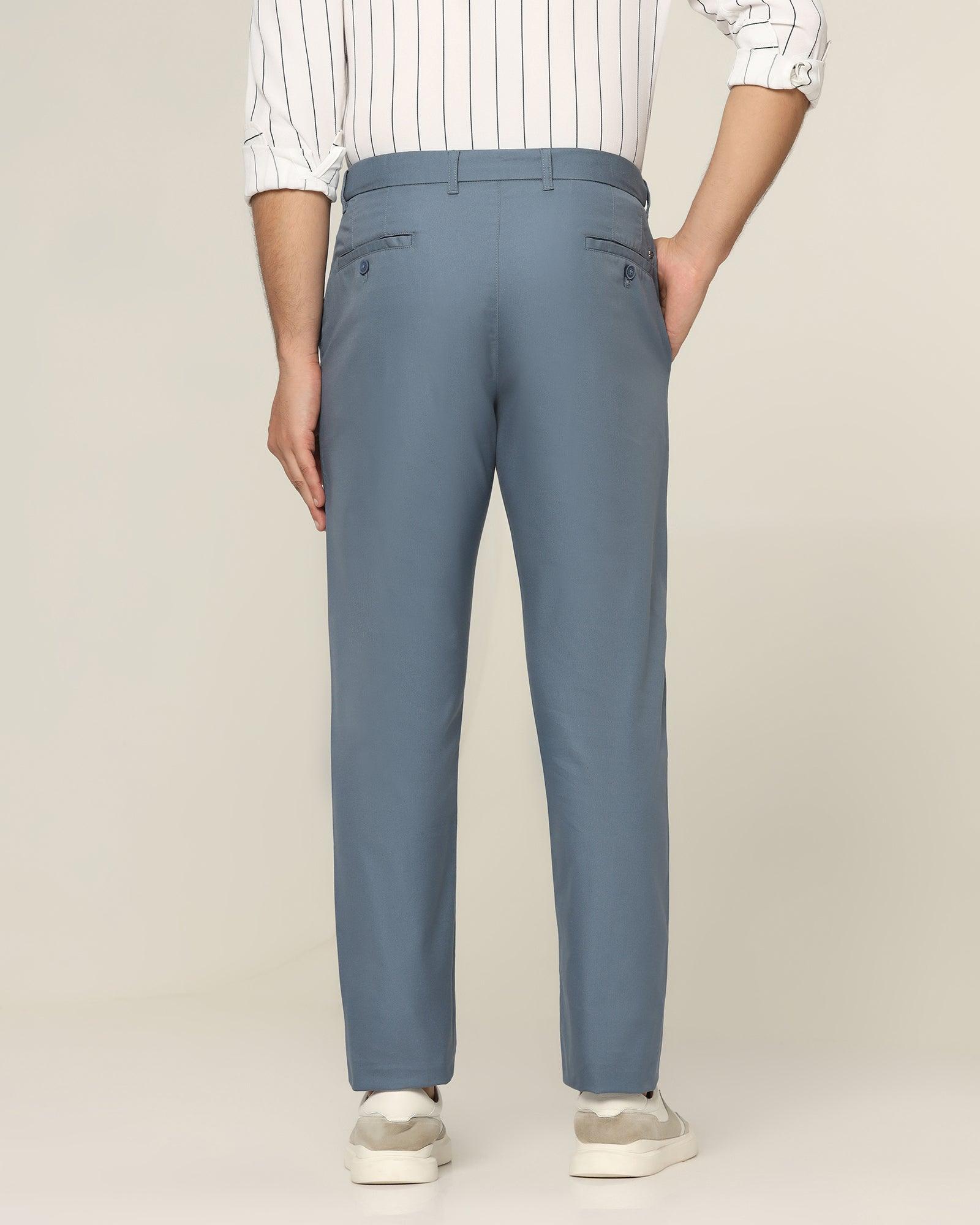 Textured Casual Khakis In Metallic Blue B-95 (Jeny) - Blackberrys