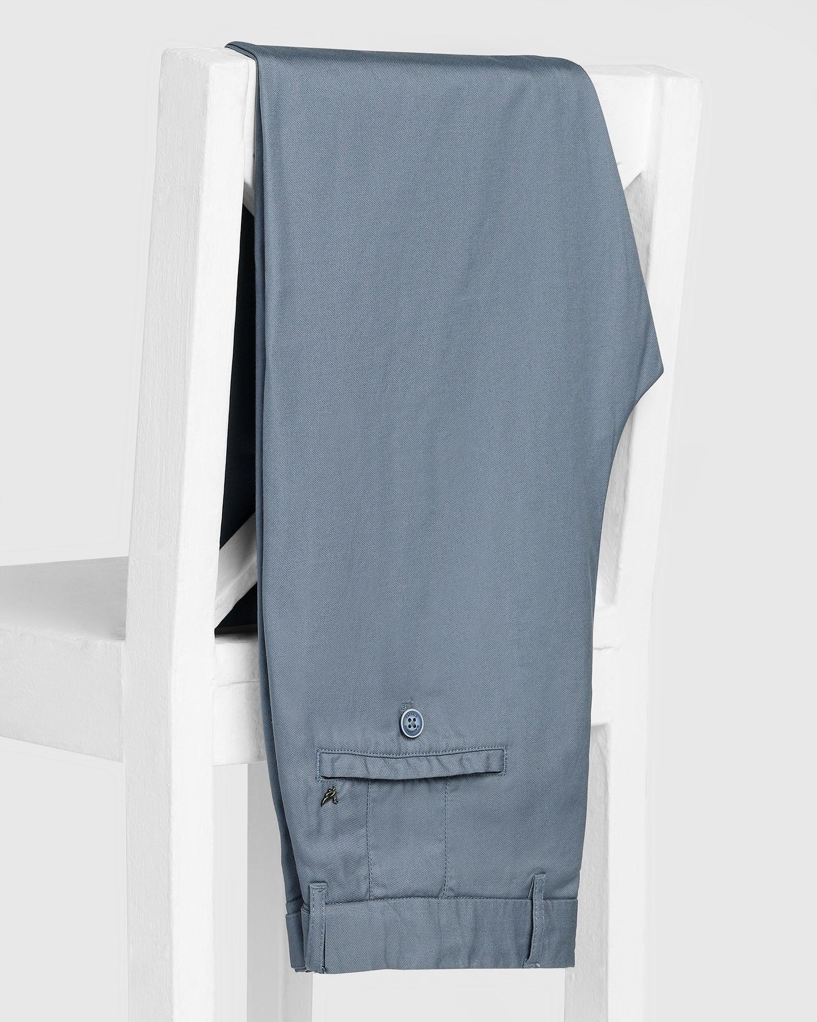 Textured Casual Khakis In Metallic Blue B-95 (Jeny) - Blackberrys