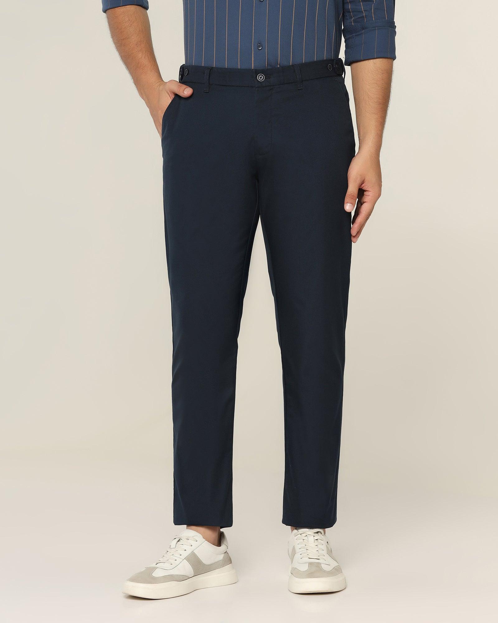 Textured Casual Khakis In Navy B-95 (Jeny) - Blackberrys