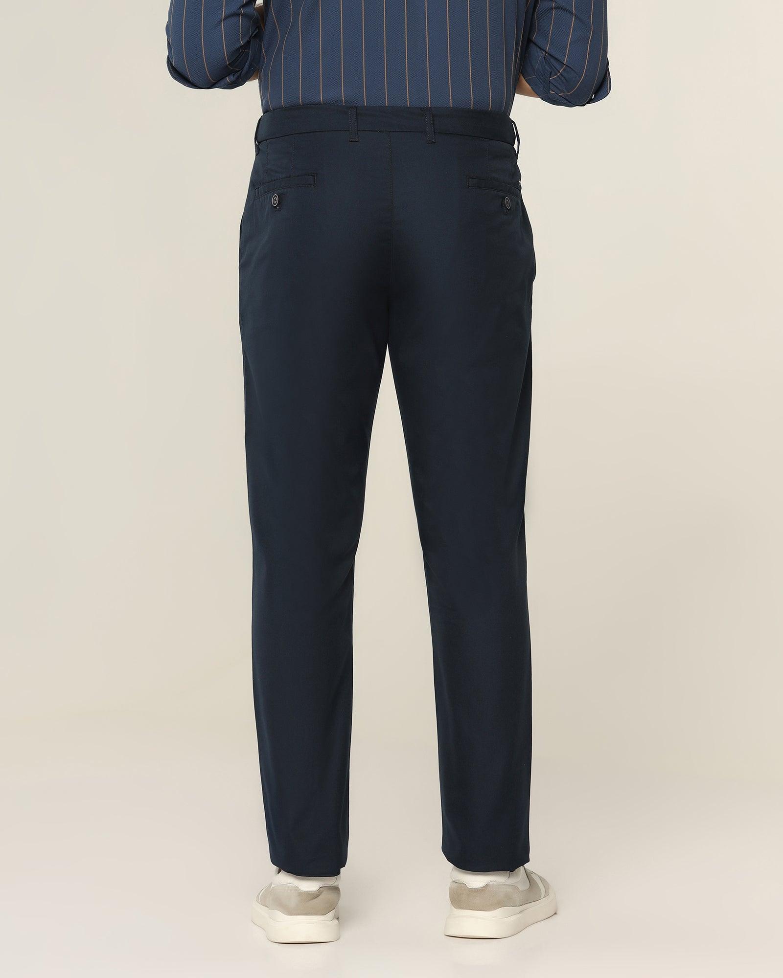Textured Casual Khakis In Navy B-95 (Jeny) - Blackberrys