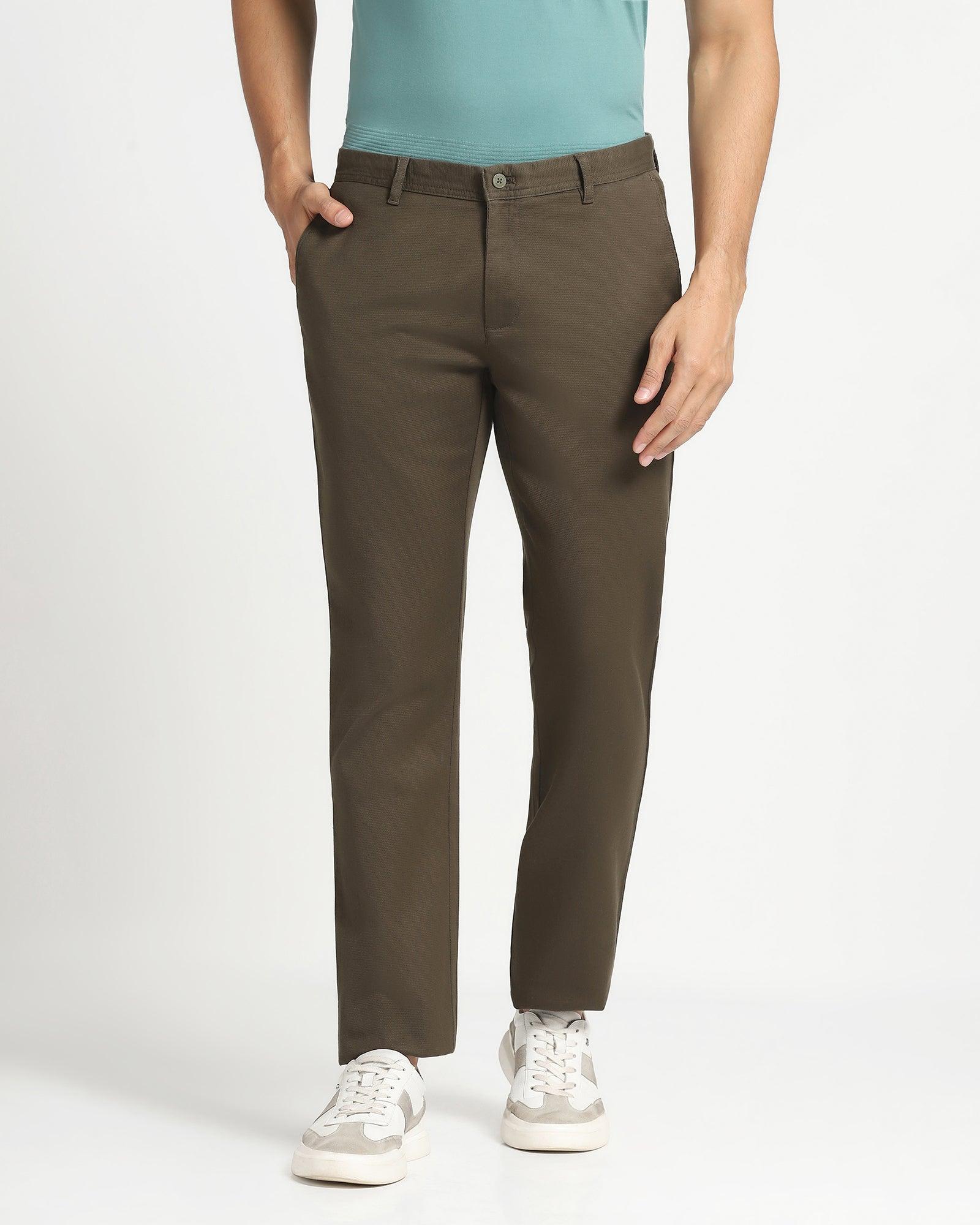 Slim Comfort B95 Casual Olive Textured Khakis Prom