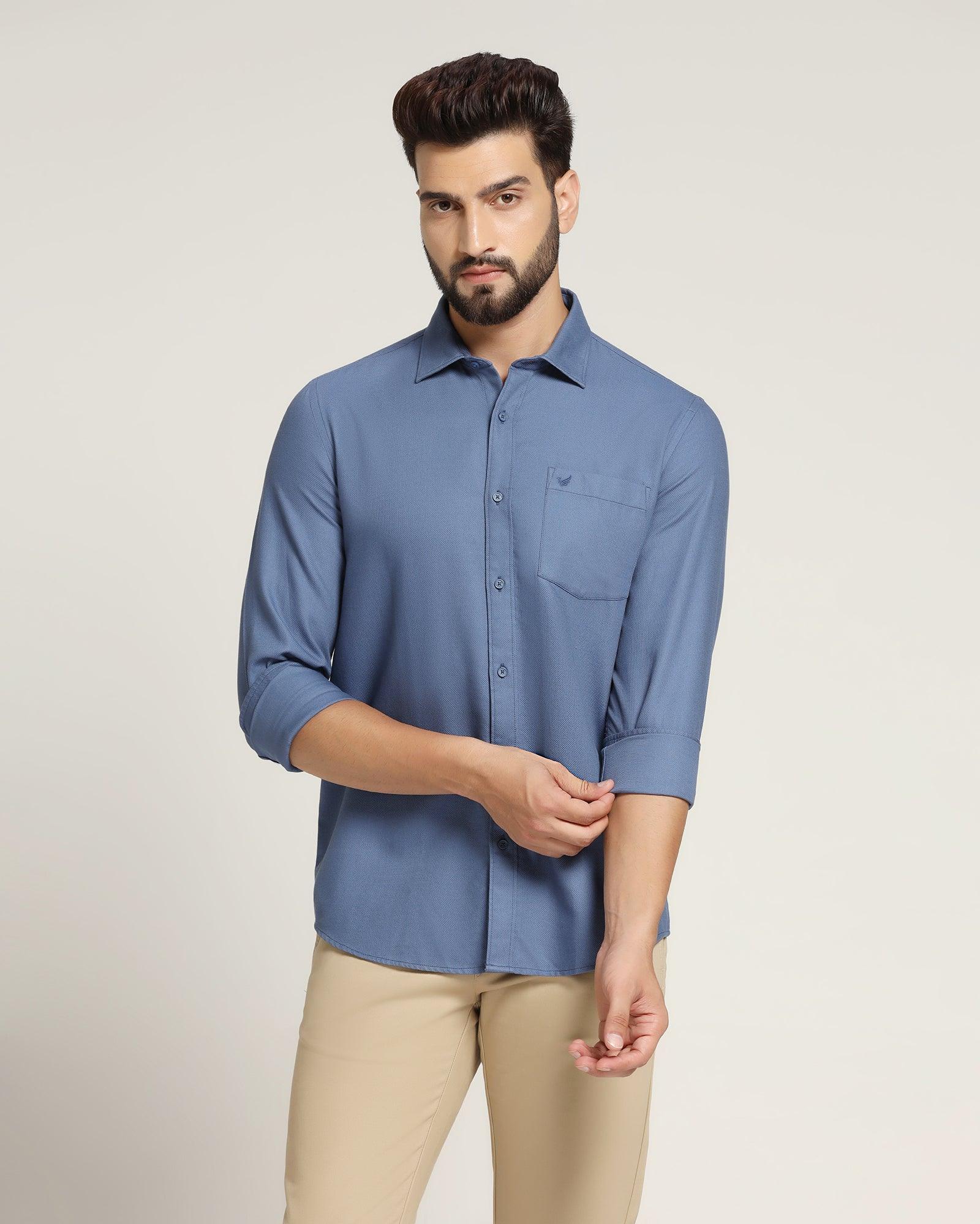 Textured Casual Shirt In Blue (Caty) - Blackberrys