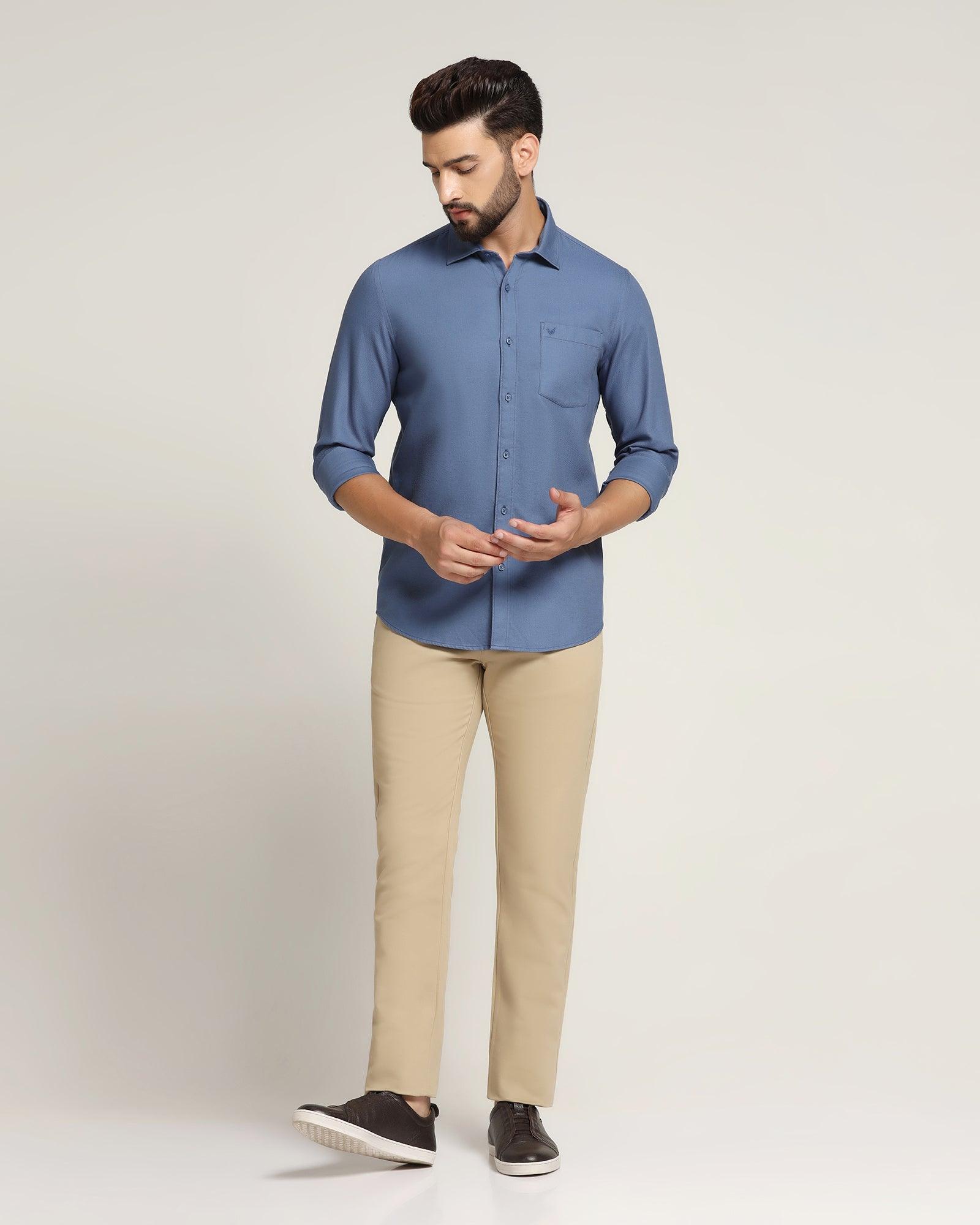 Textured Casual Shirt In Blue (Caty) - Blackberrys