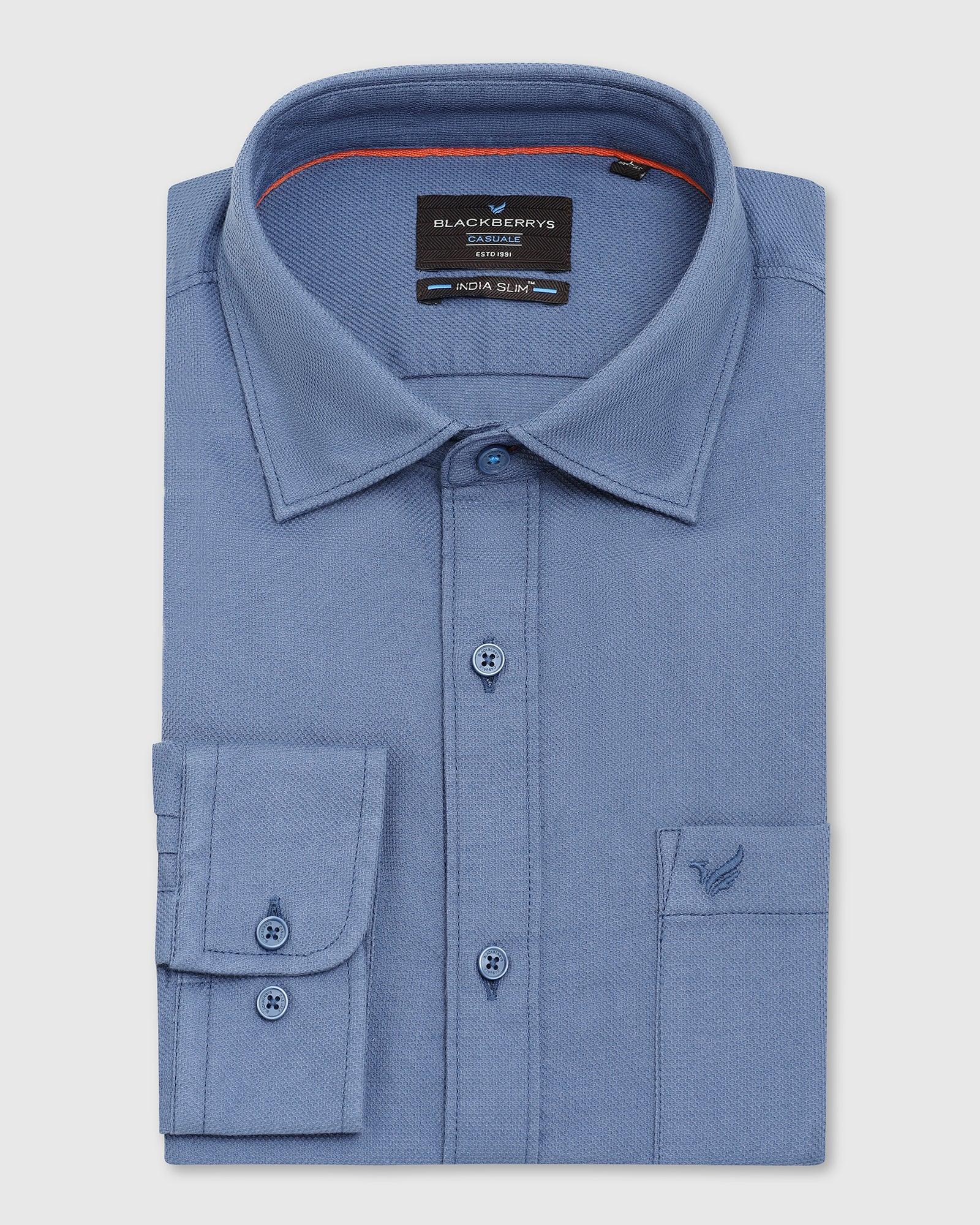 Textured Casual Shirt In Blue (Caty) - Blackberrys