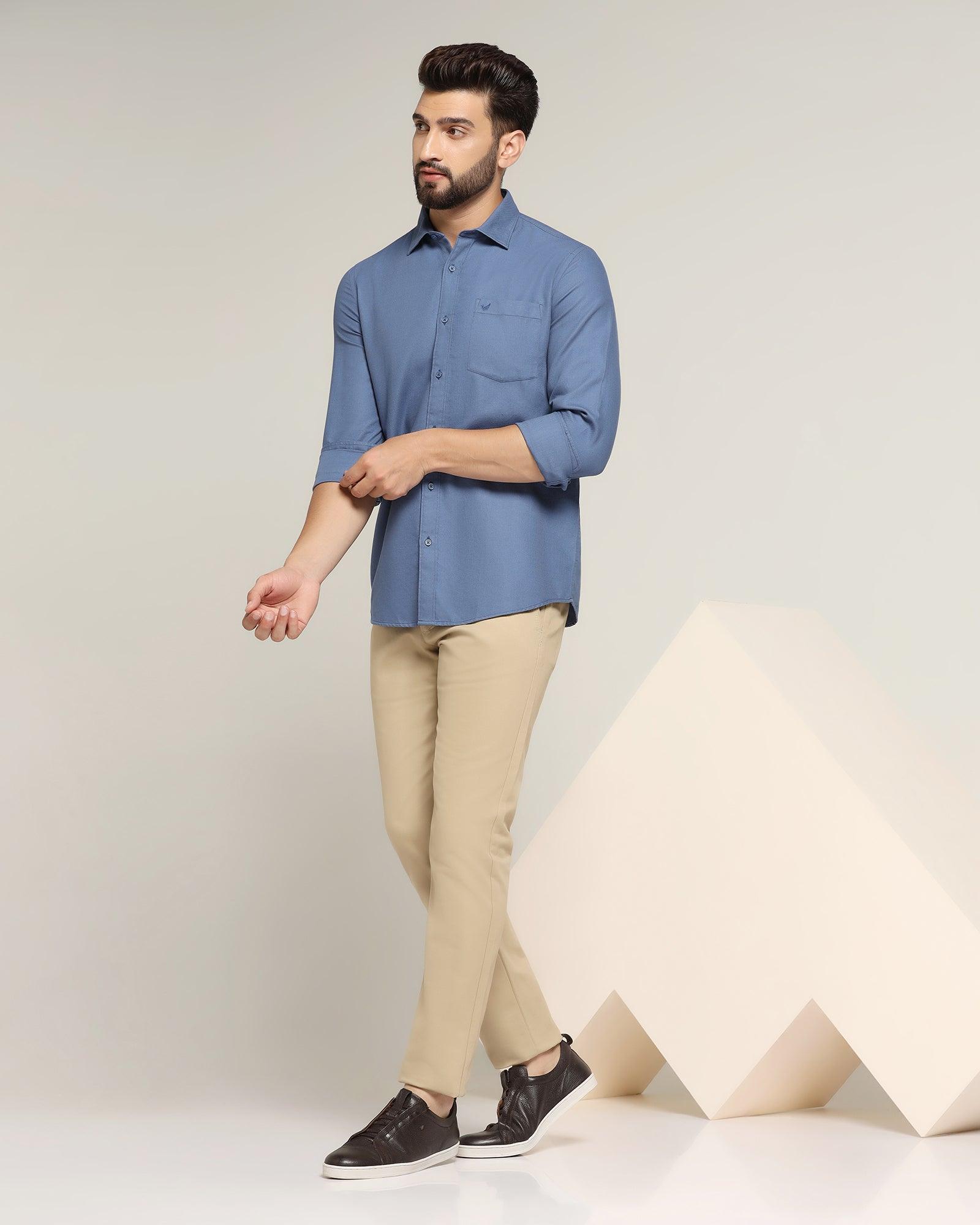 Textured Casual Shirt In Blue (Caty) - Blackberrys