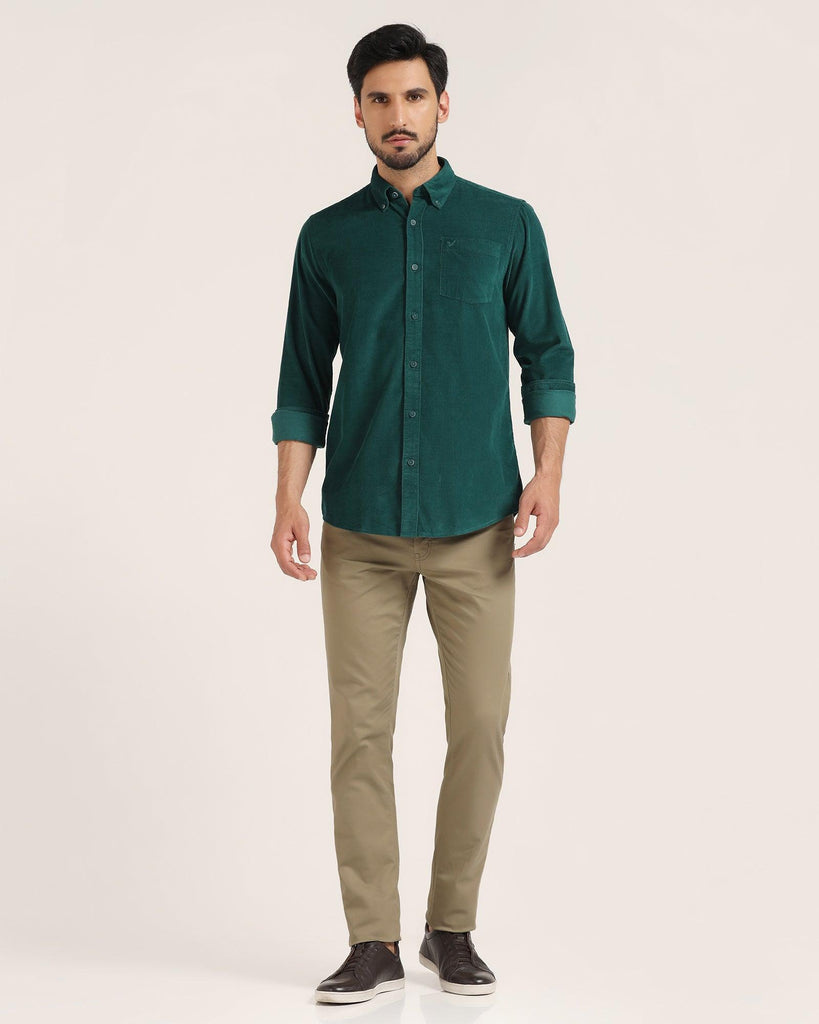 Casual Green Textured Shirt - Westin