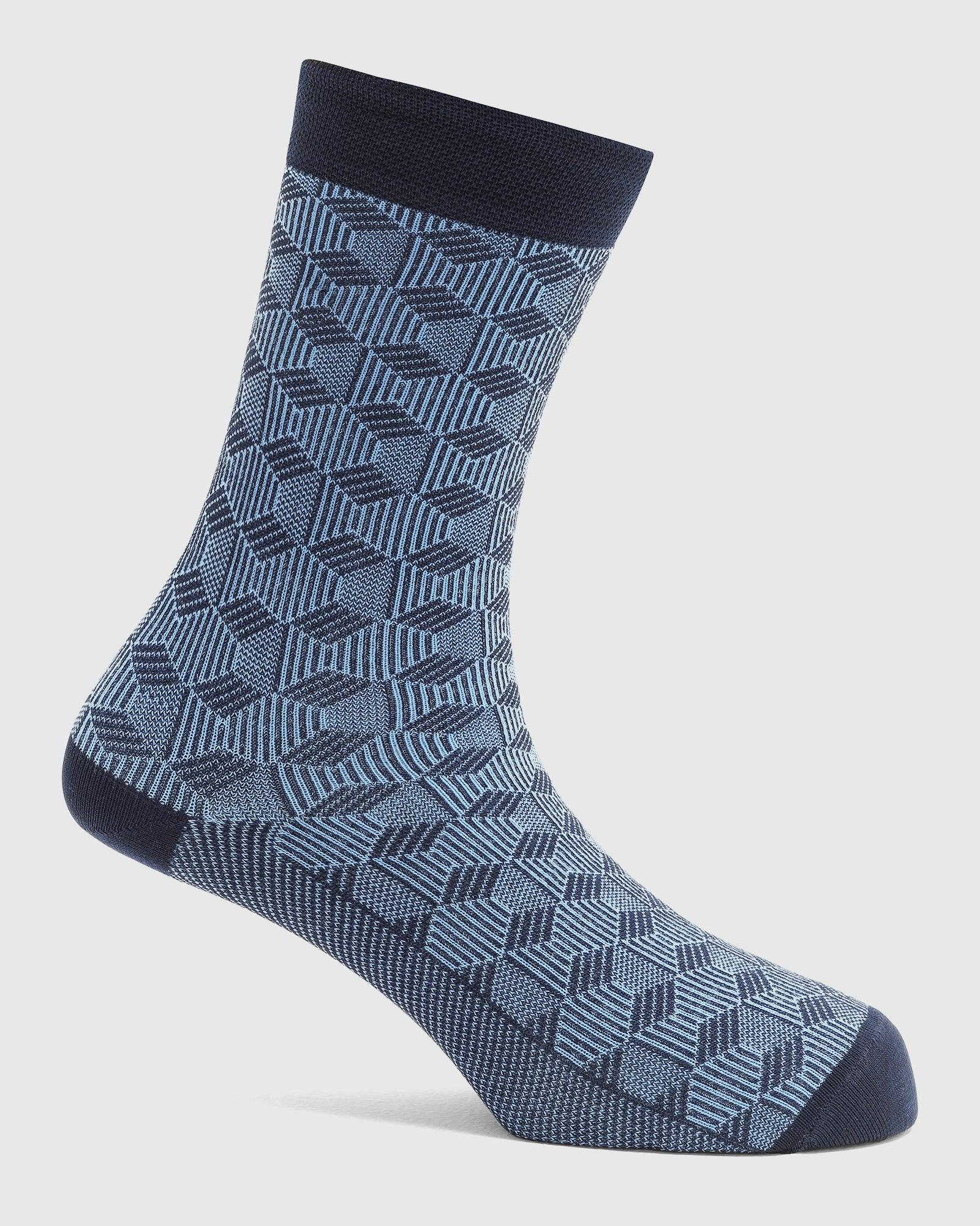 Cotton Navy Knitted Socks - Rapid