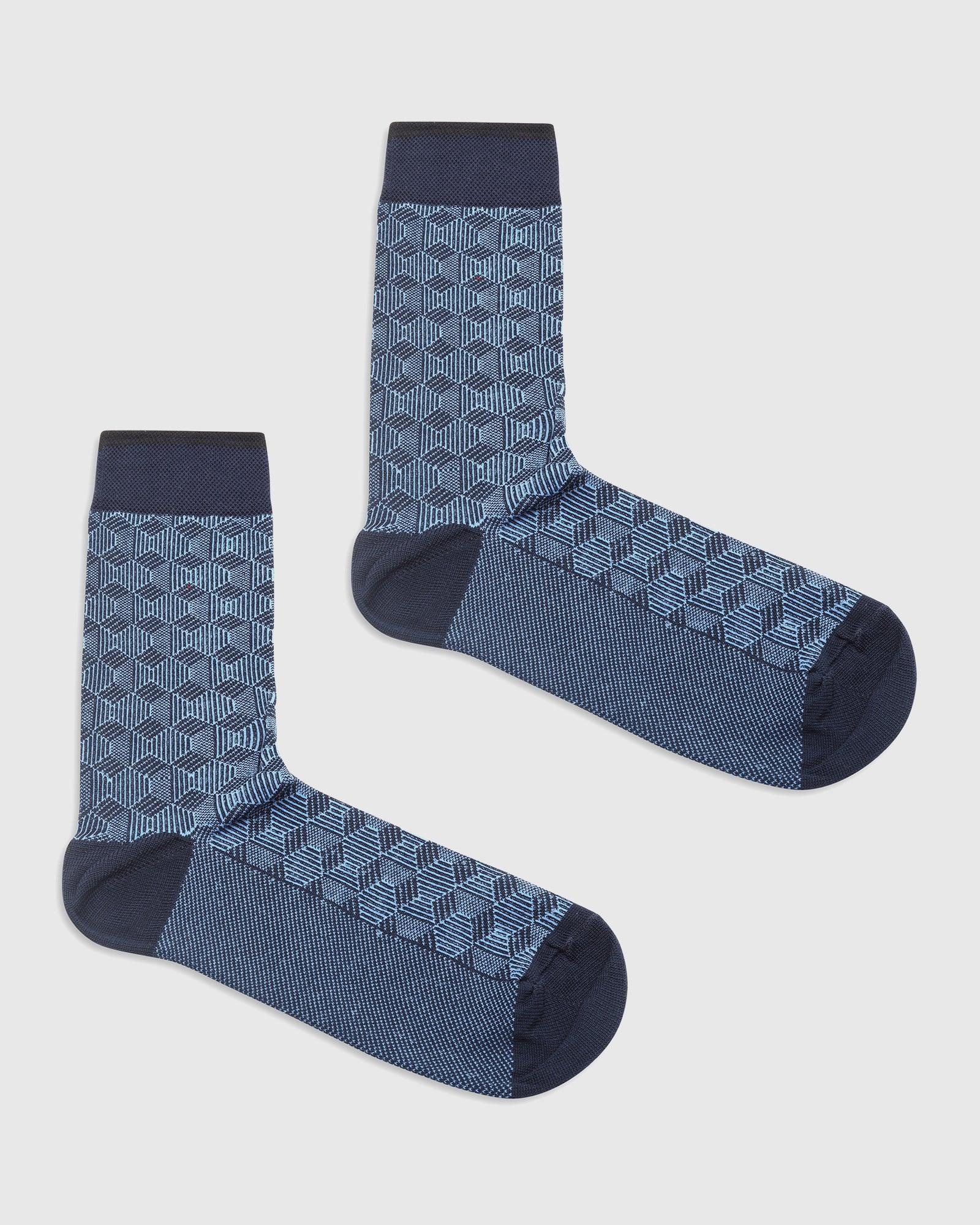 Cotton Navy Textured Socks - Rapid - Blackberrys
