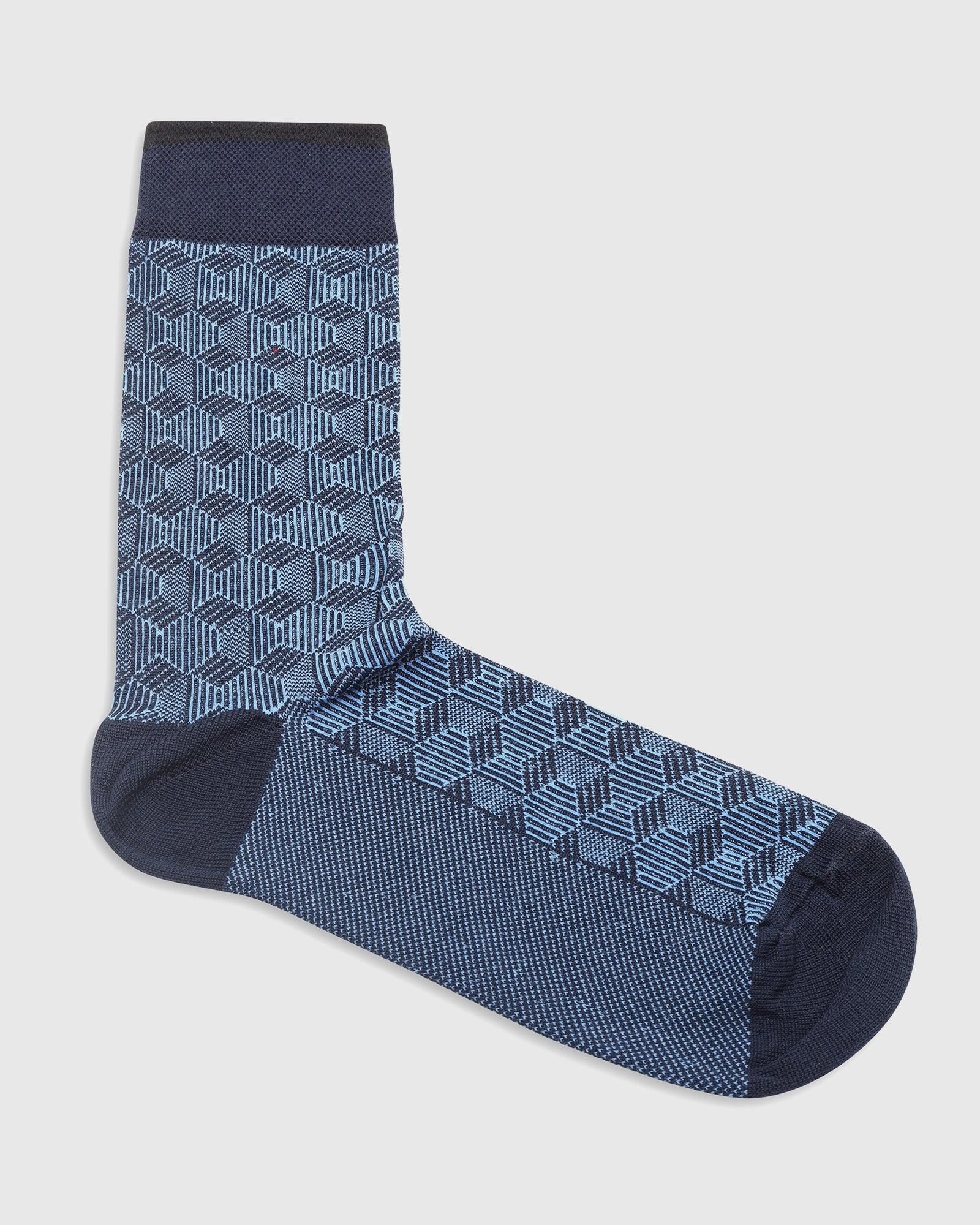 Cotton Navy Textured Socks - Rapid - Blackberrys