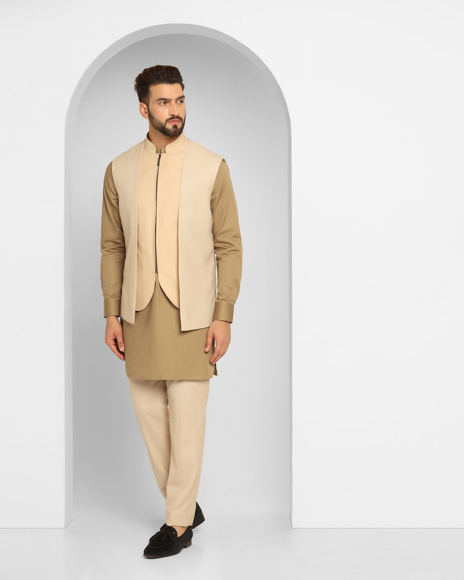 Textured Ethnic 6X Suit In Beige (Cosmo) - Blackberrys