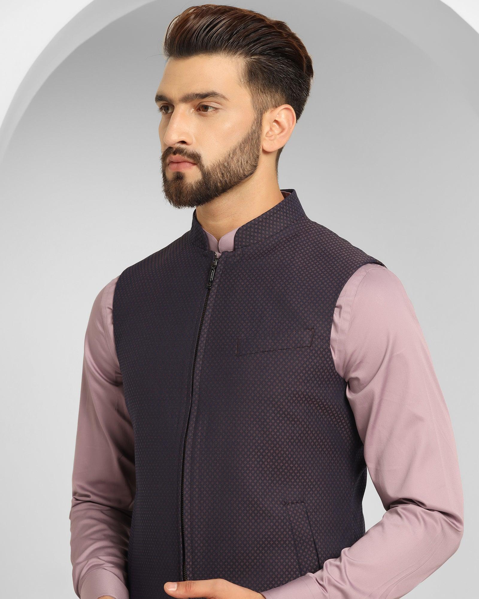 Textured Ethnic 6X Suit In Purple (Cosmo) - Blackberrys