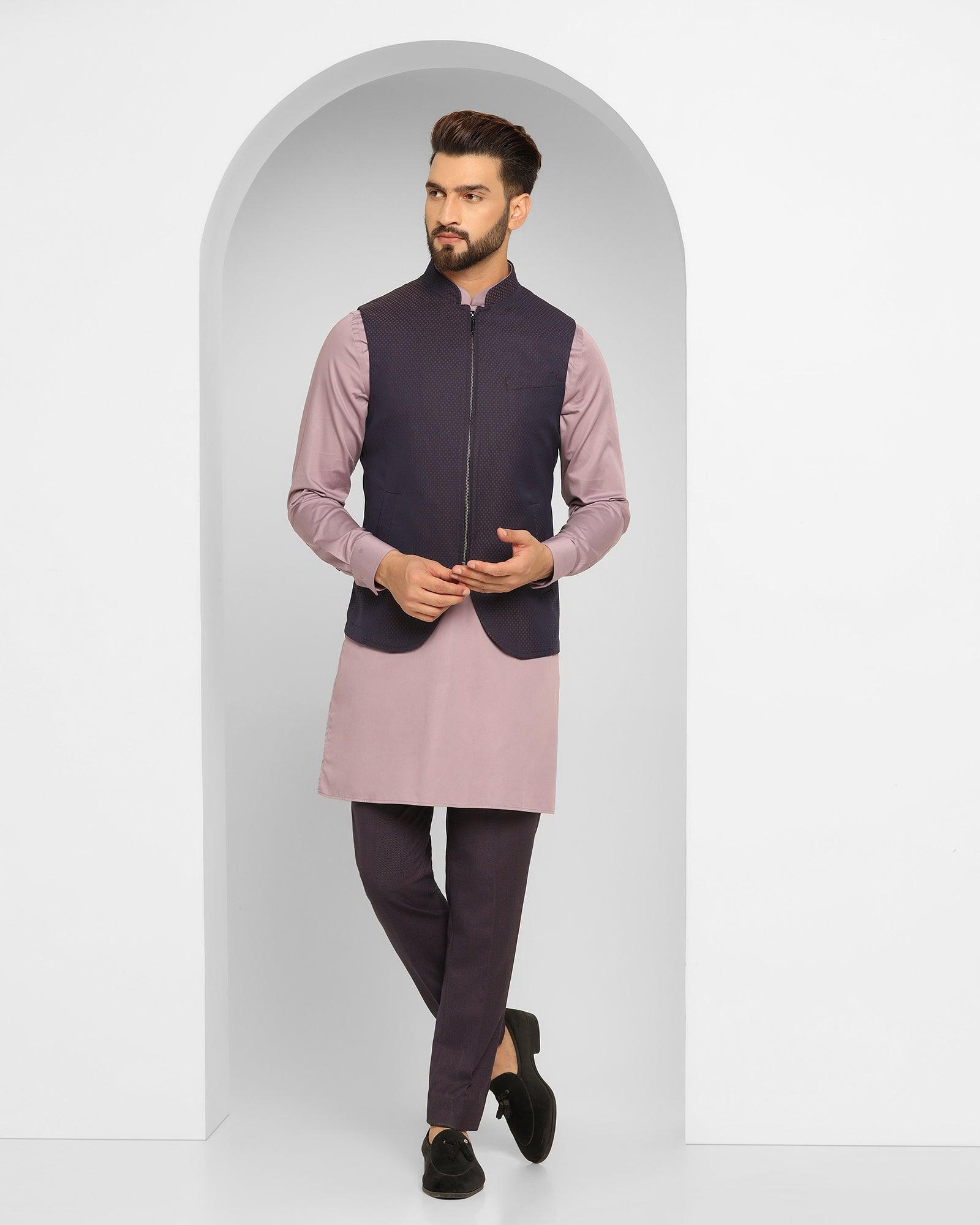 Textured Ethnic 6X Suit In Purple (Cosmo) - Blackberrys