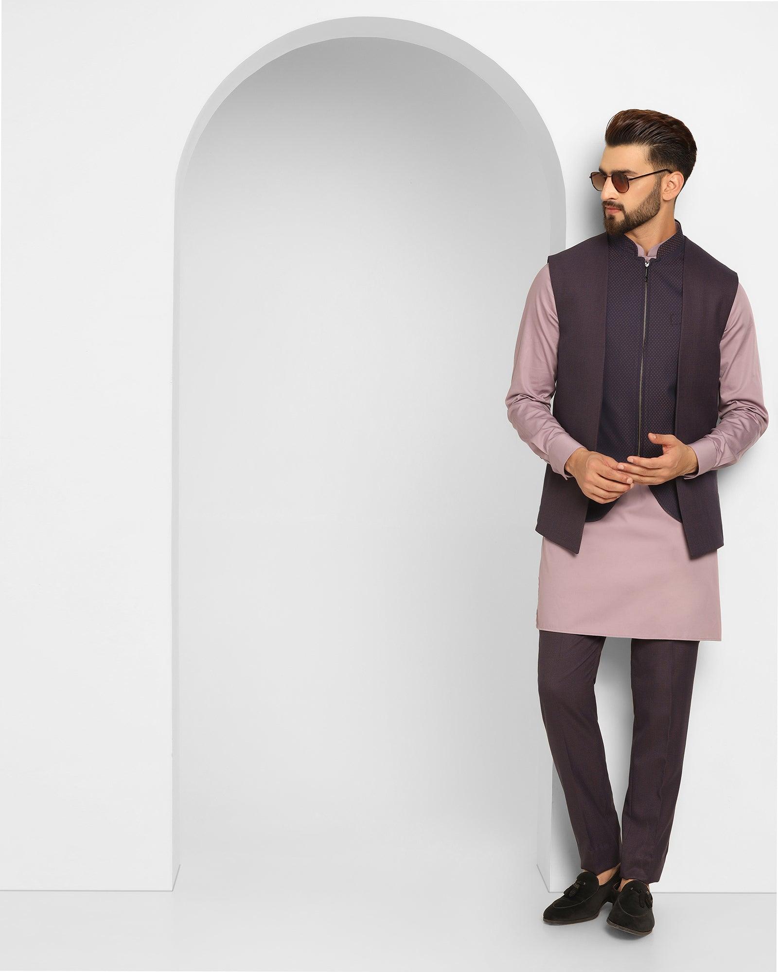 Textured Ethnic 6X Suit In Purple (Cosmo) - Blackberrys