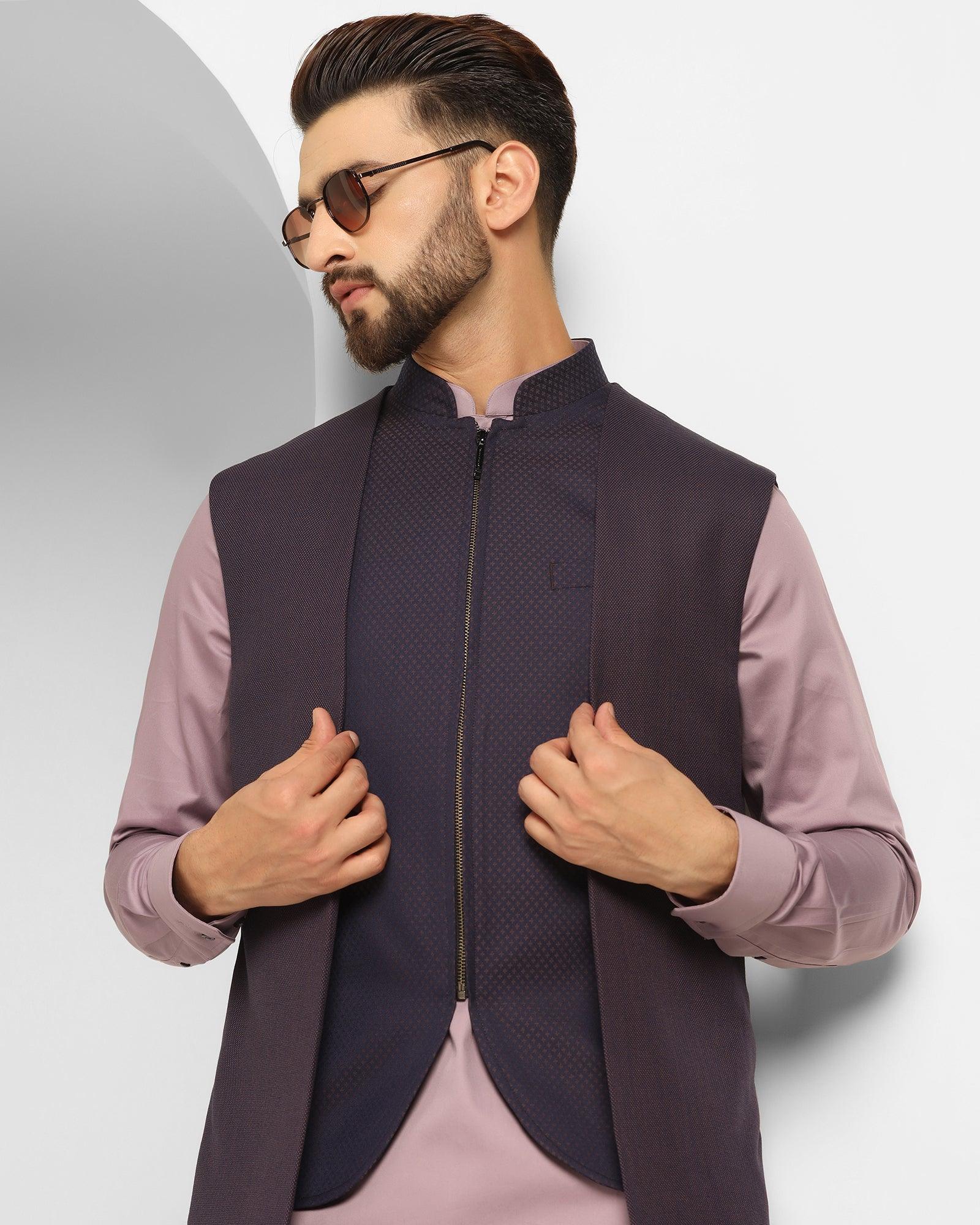 Textured Ethnic 6X Suit In Purple (Cosmo) - Blackberrys