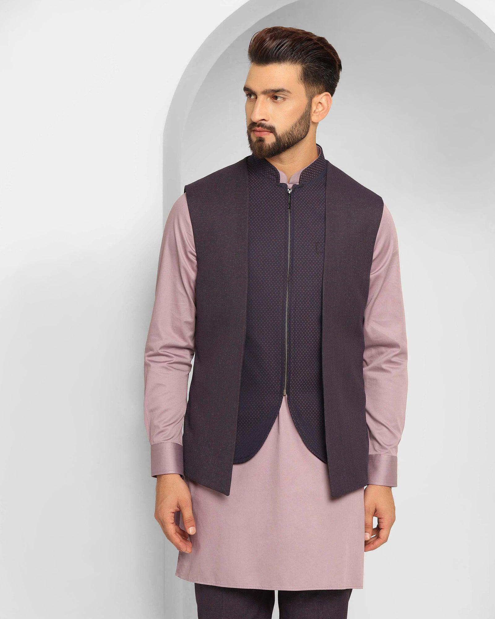 Textured Ethnic 6X Suit In Purple (Cosmo) - Blackberrys