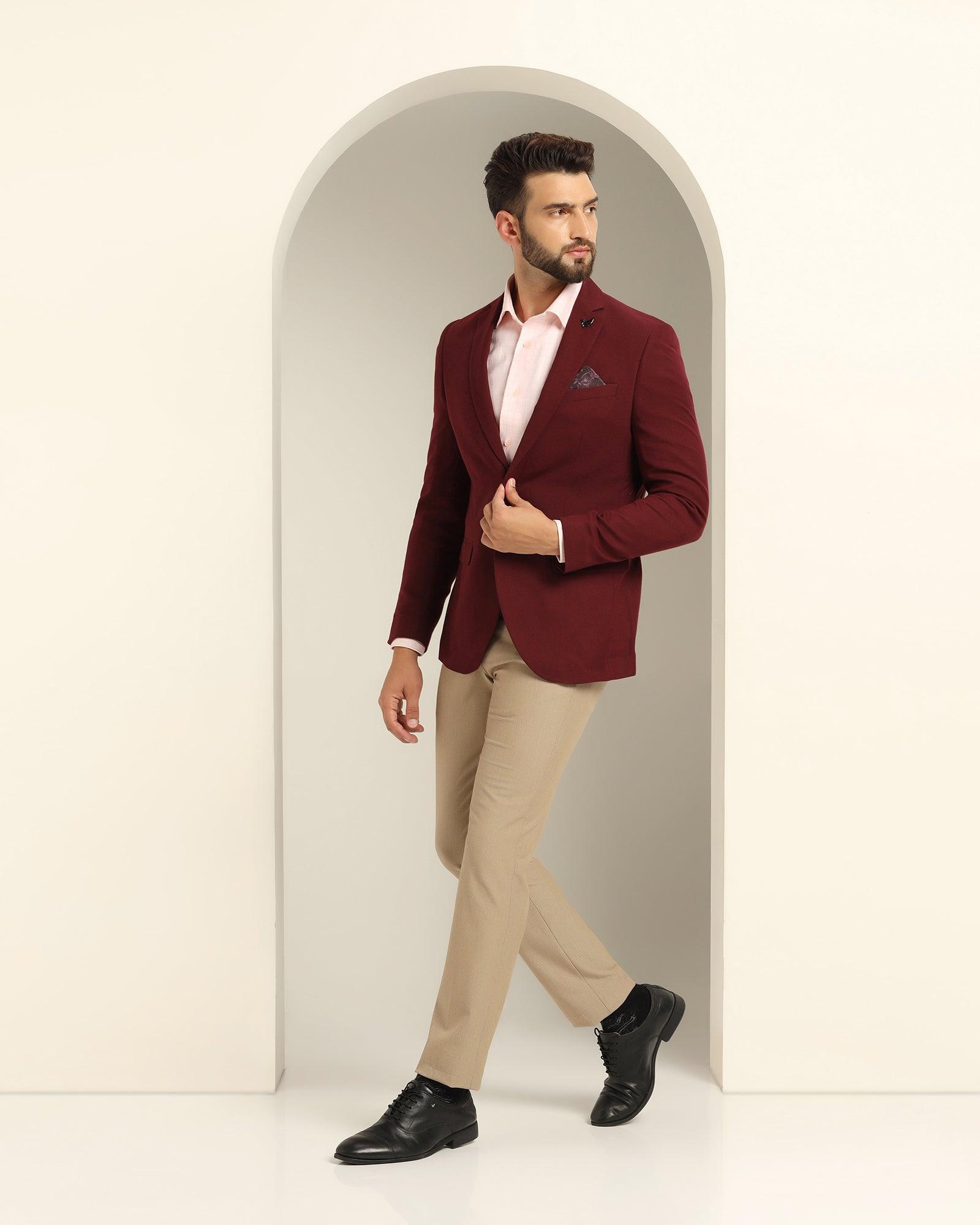 Textured Formal Blazer In Wine (Sarwin) - Blackberrys