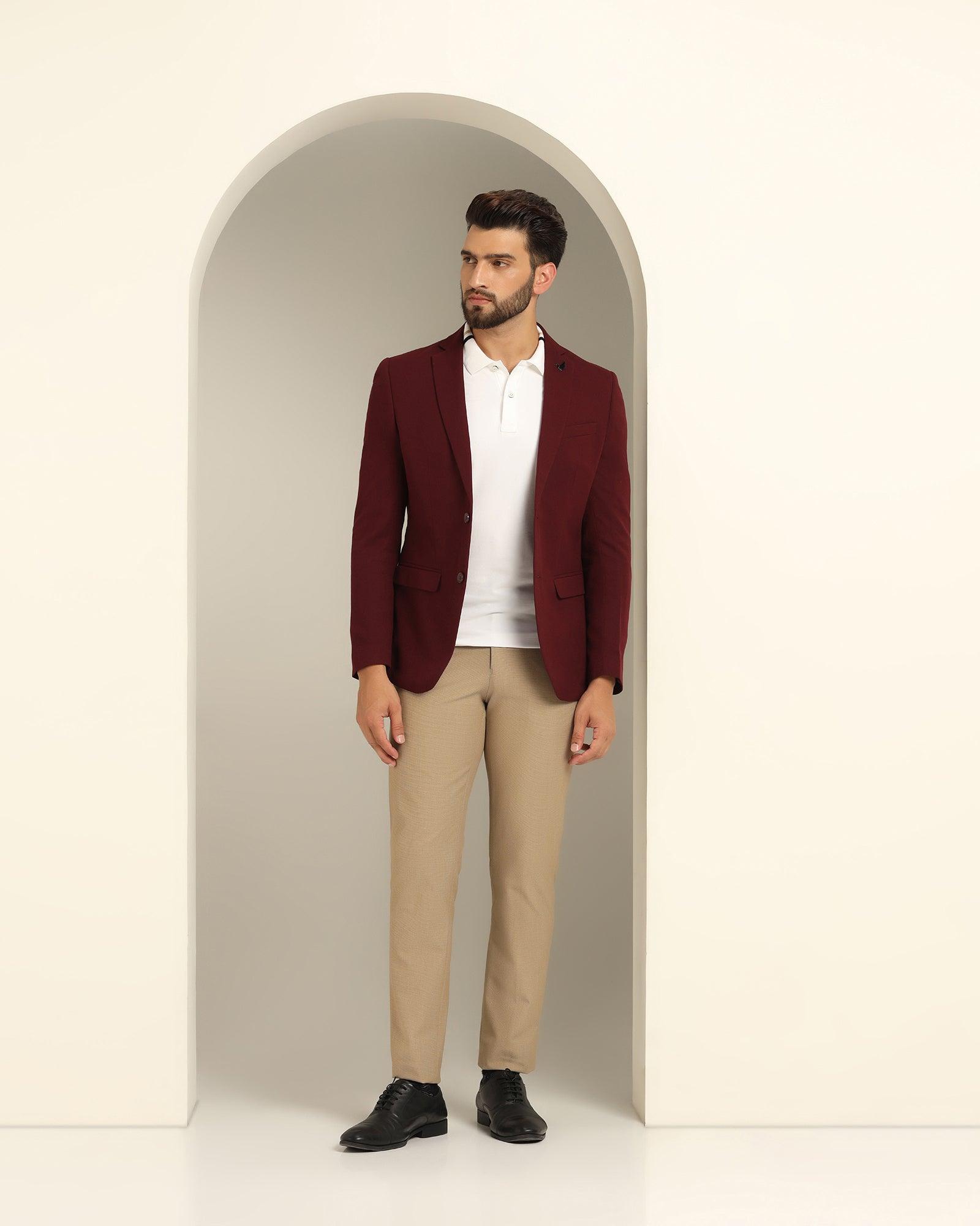 Textured Formal Blazer In Wine (Sarwin) - Blackberrys