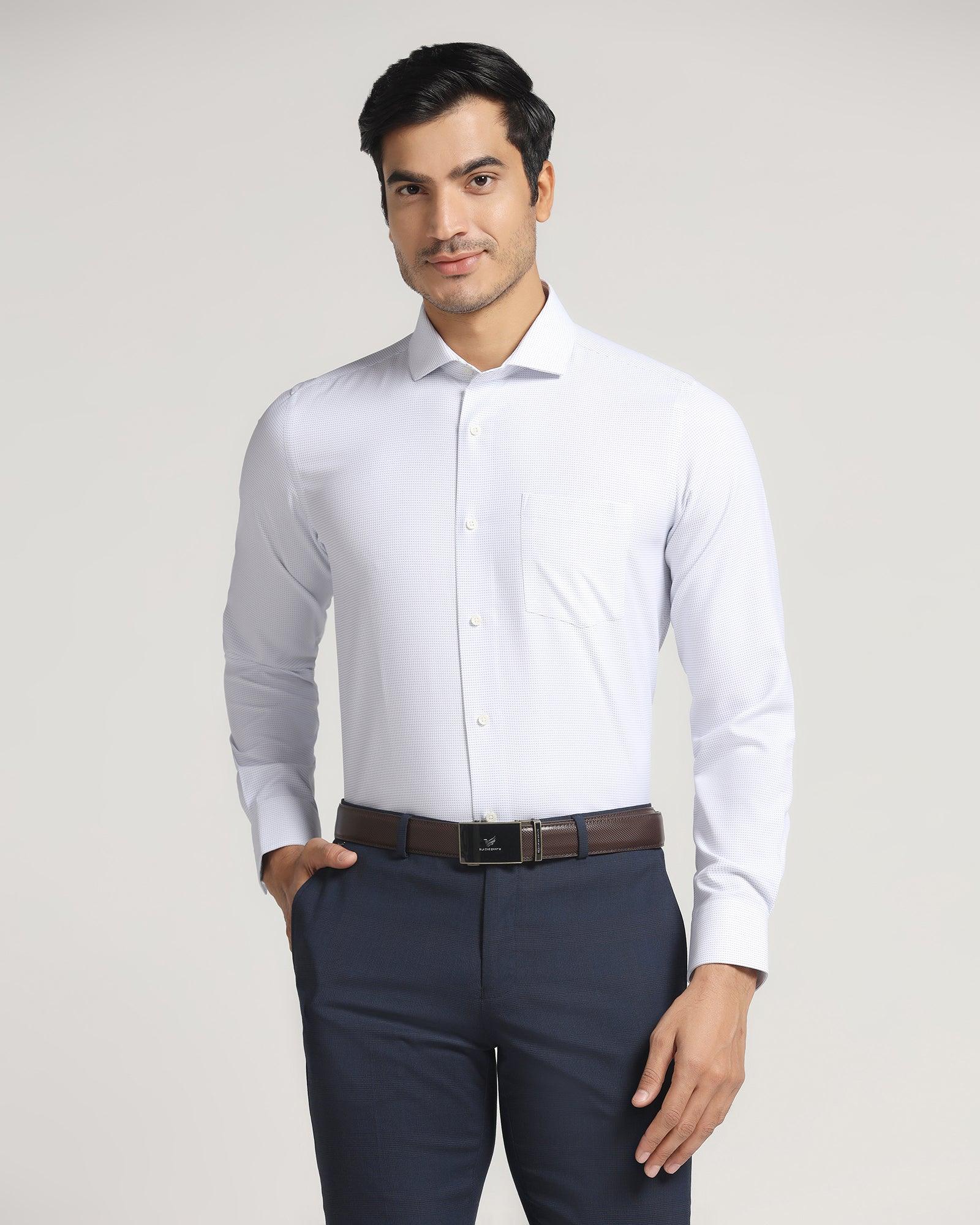 Non Iron Formal Blue Textured Shirt - Daze